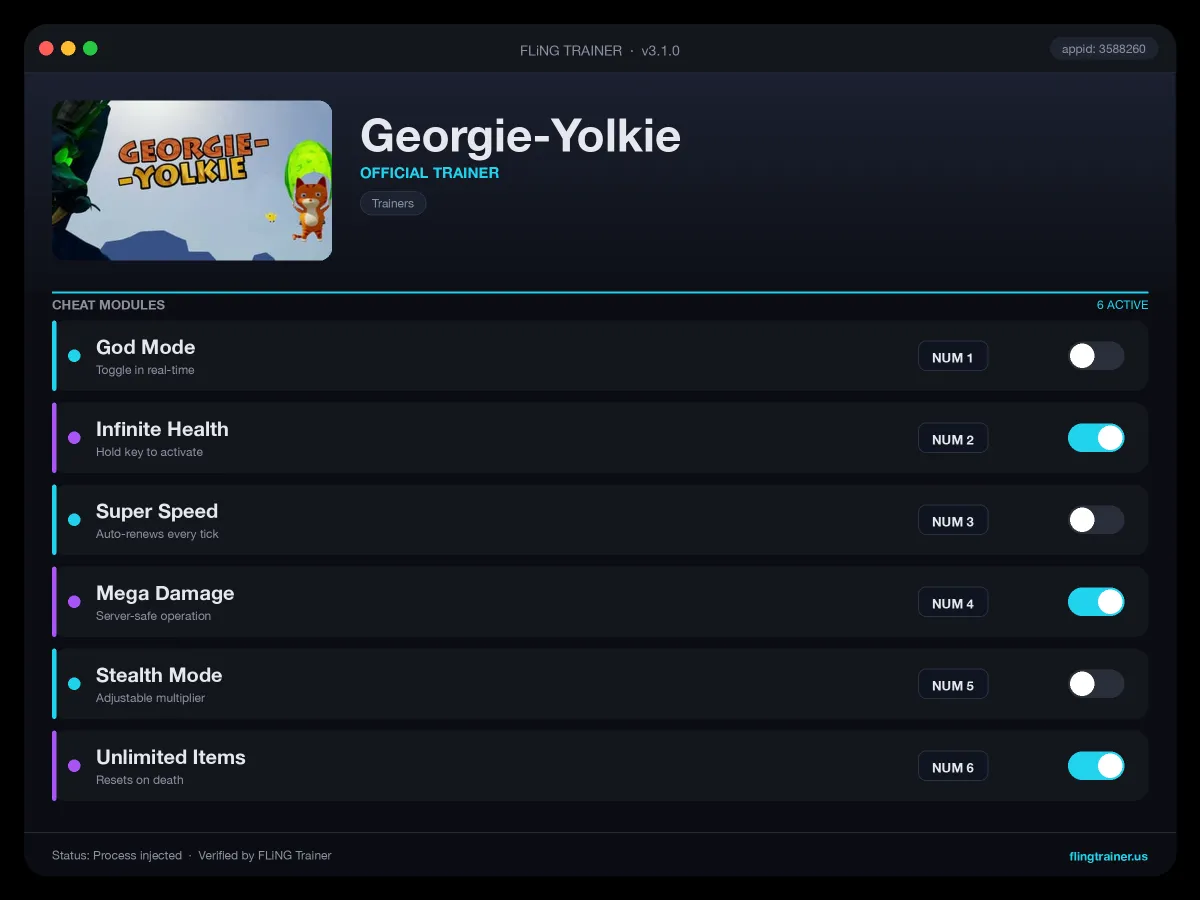 Georgie-Yolkie Trainer interface