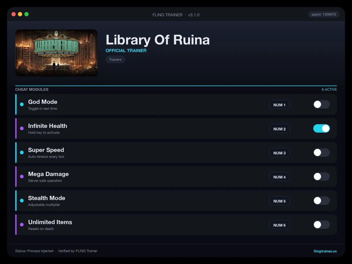 Library Of Ruina Trainer interface
