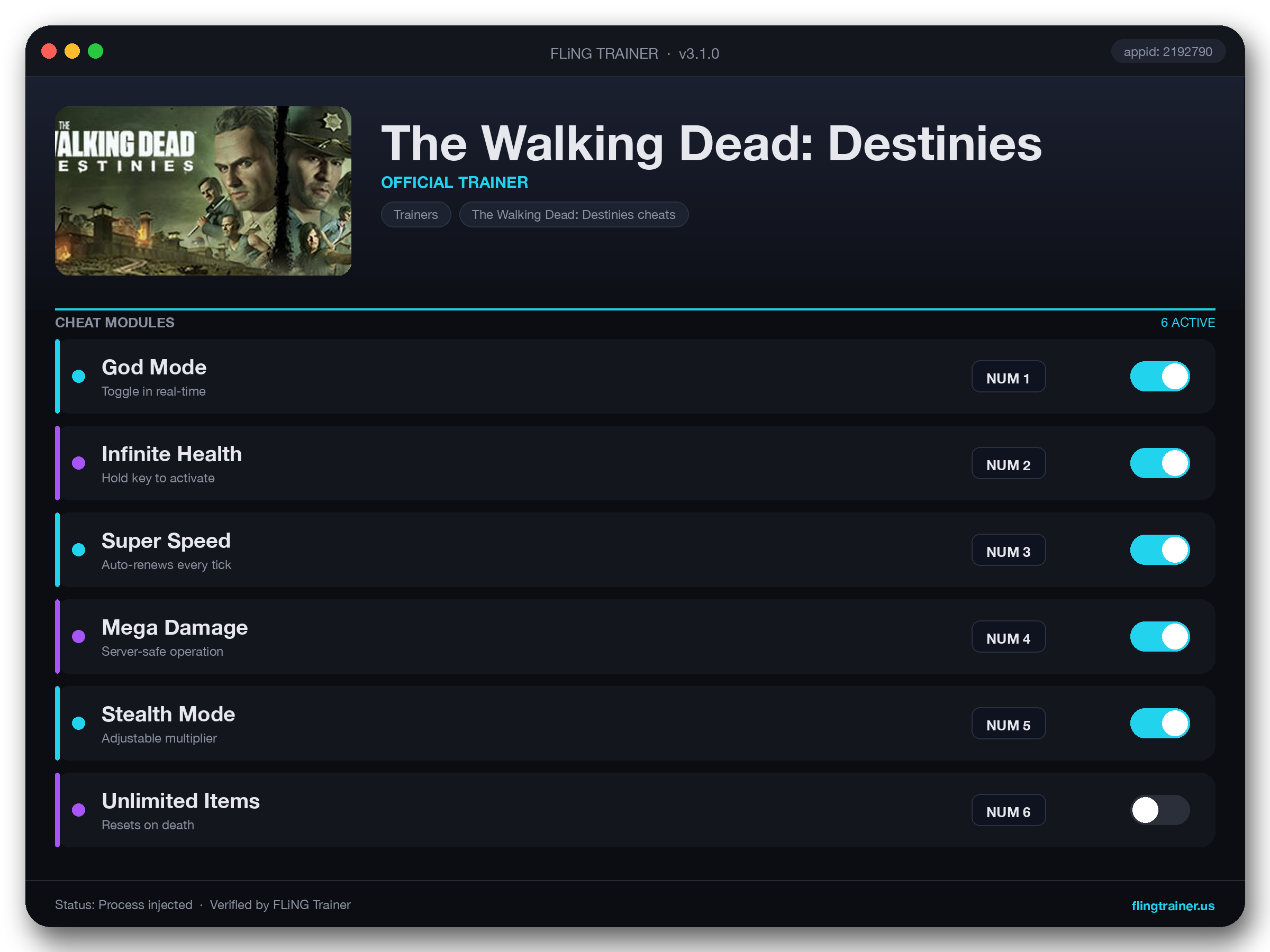 The Walking Dead: Destinies Trainer interface
