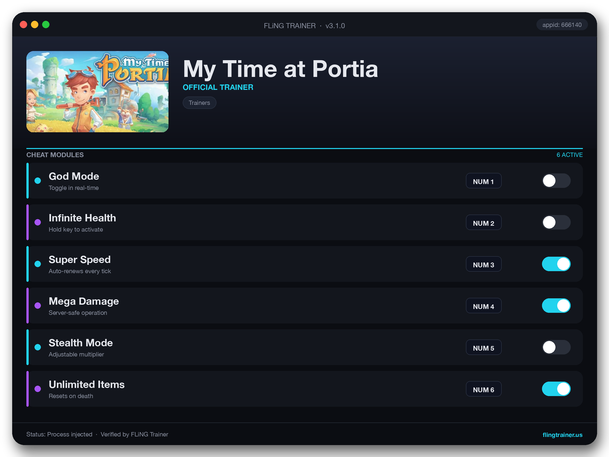 My Time at Portia Trainer interface