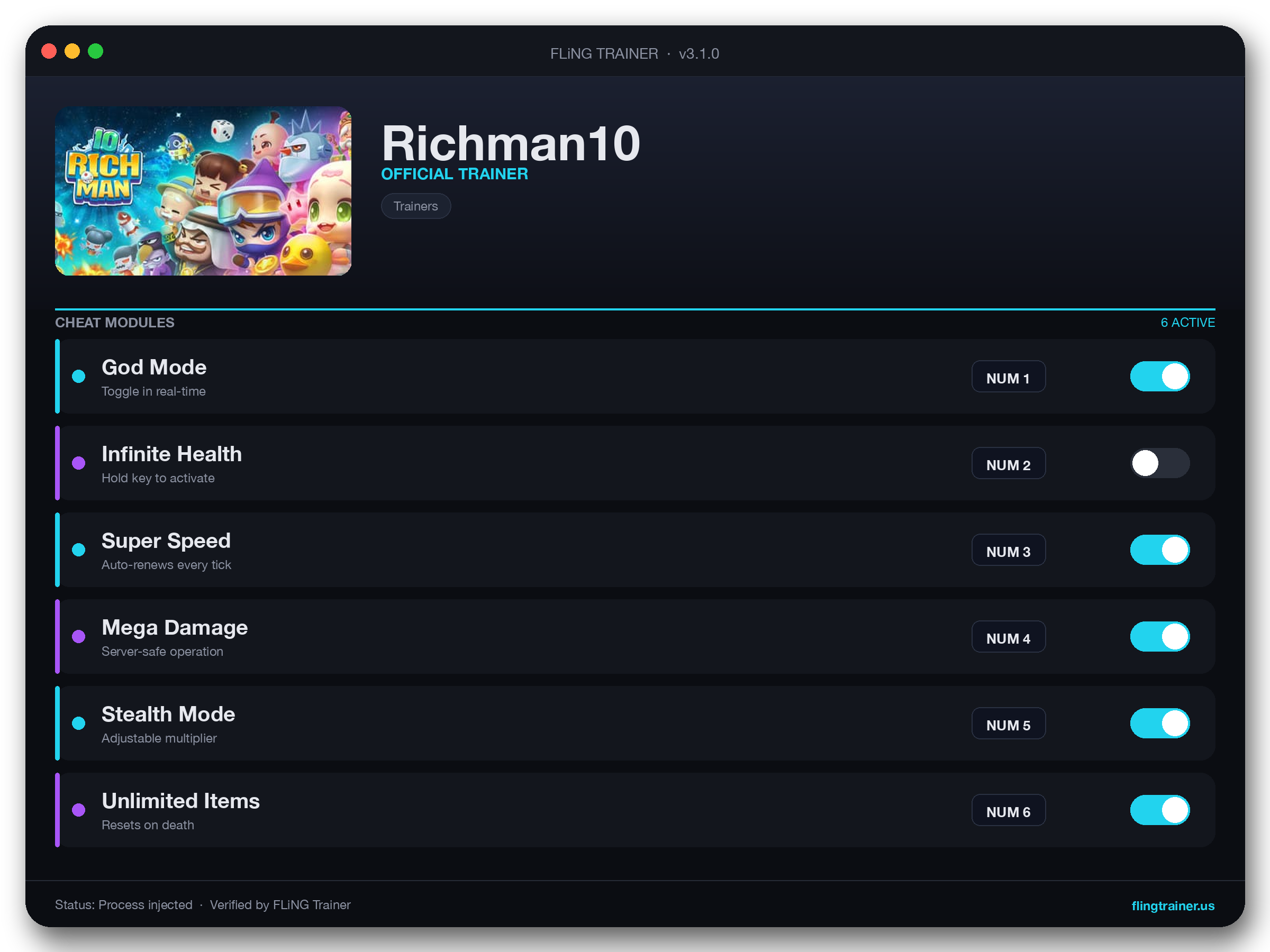 Richman10 Trainer interface