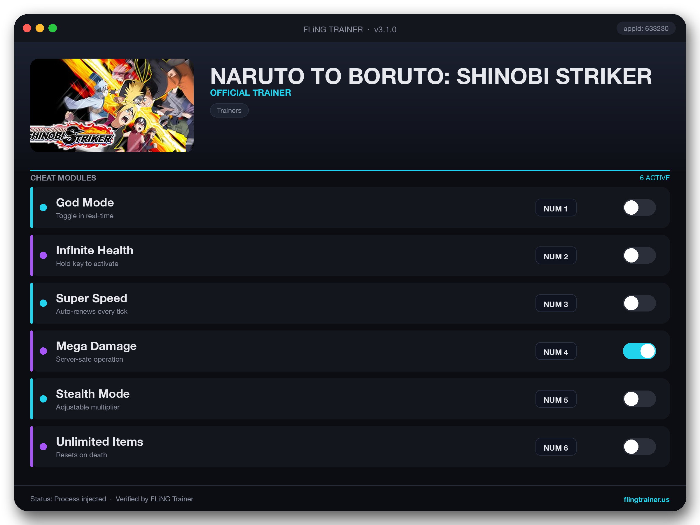 NARUTO TO BORUTO: SHINOBI STRIKER Trainer interface