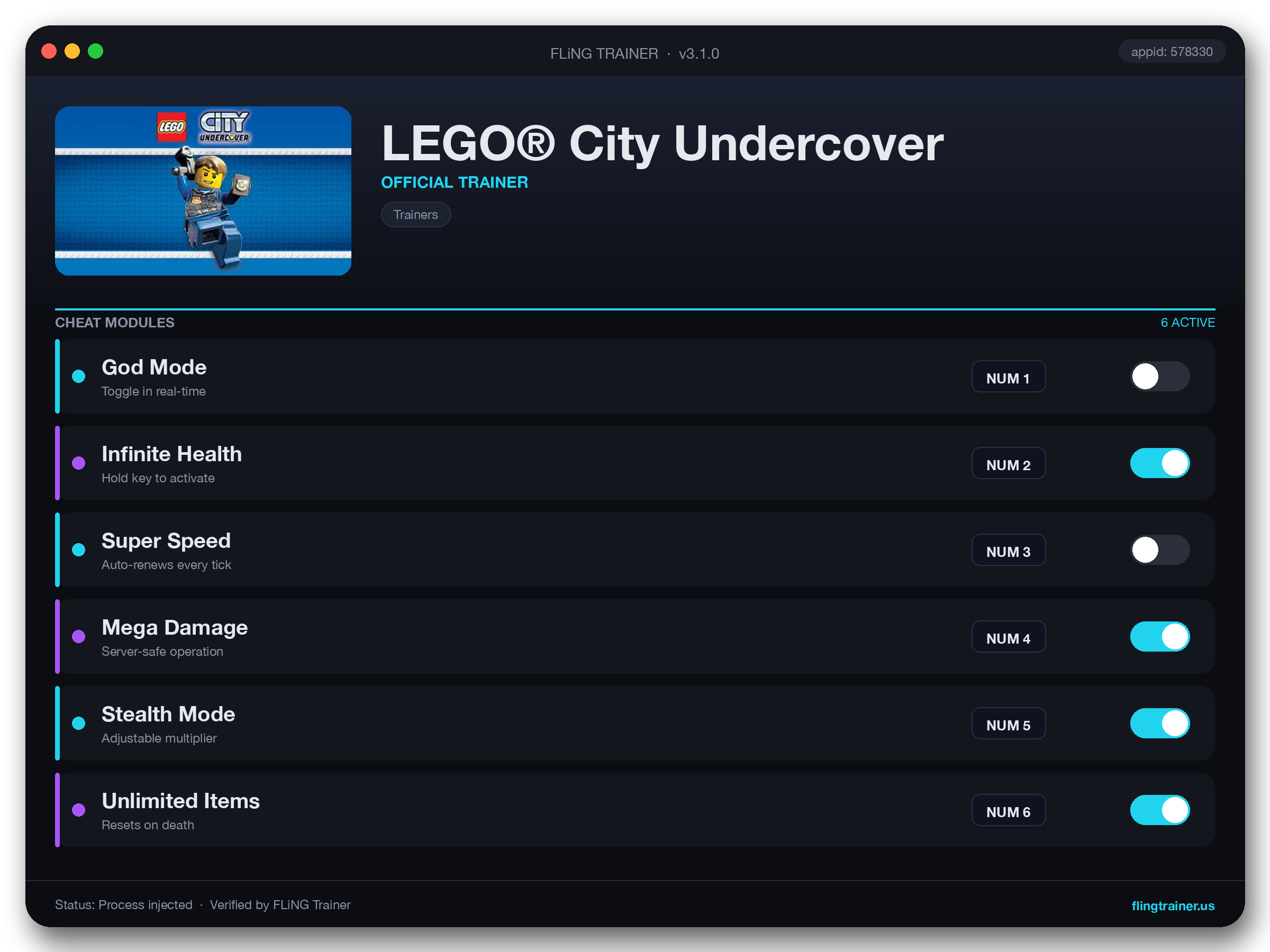 LEGO® City Undercover Trainer interface