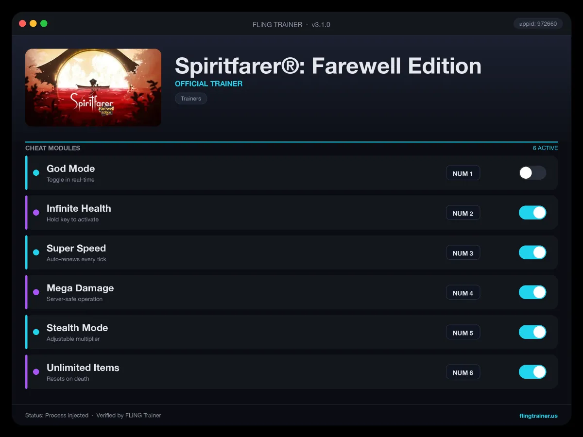Spiritfarer®: Farewell Edition Trainer interface