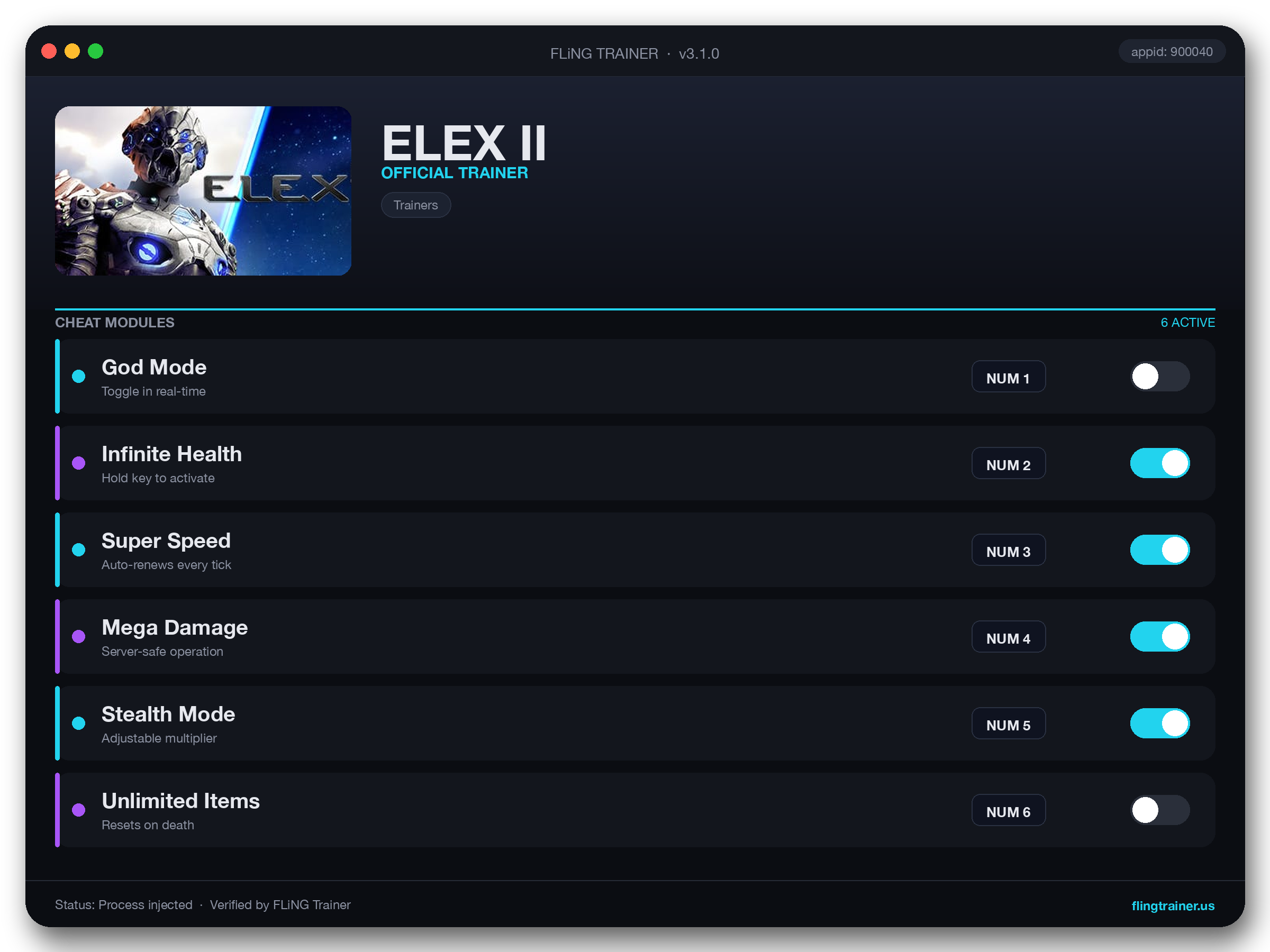 ELEX II Trainer interface