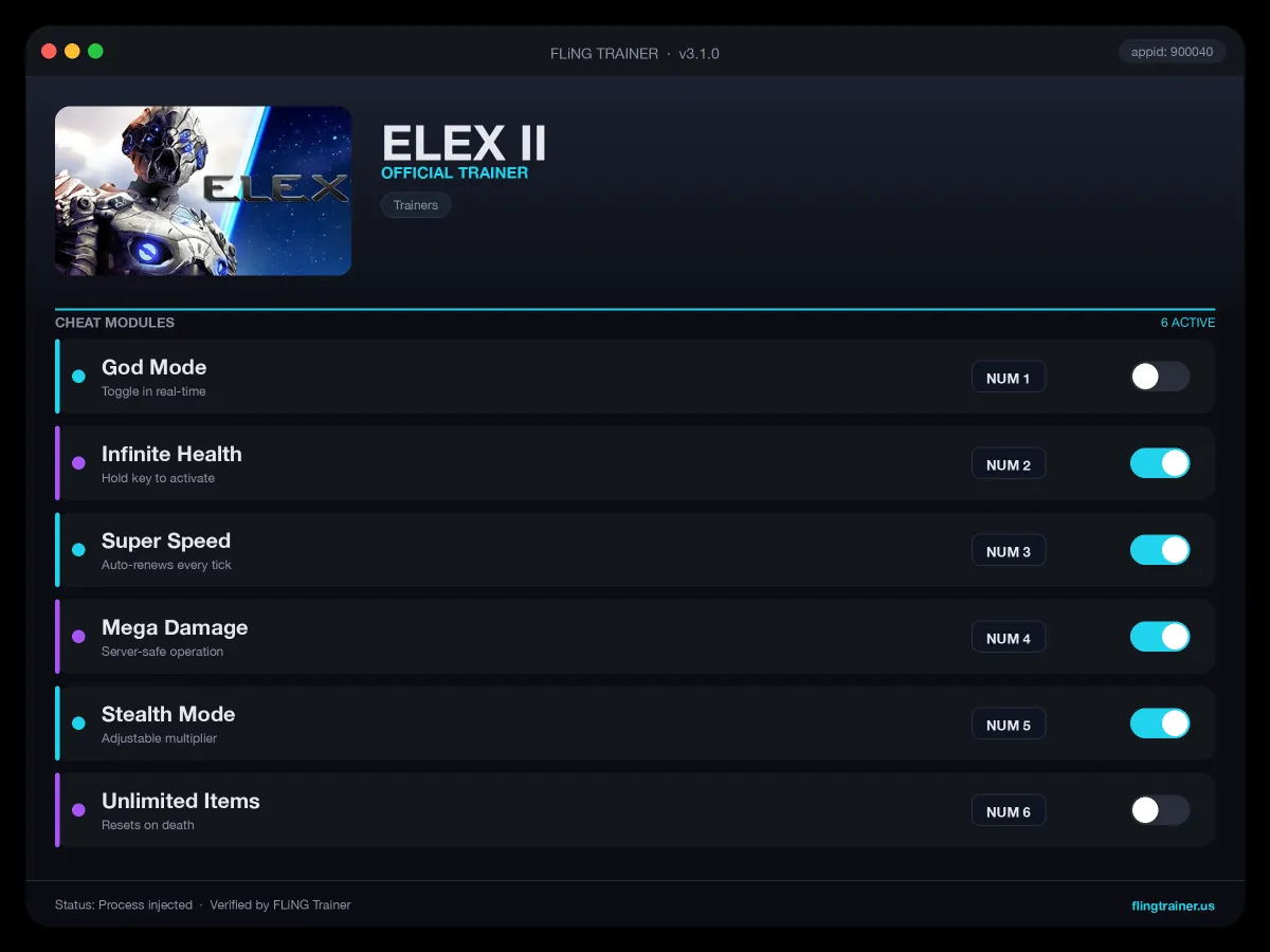 ELEX II Trainer interface