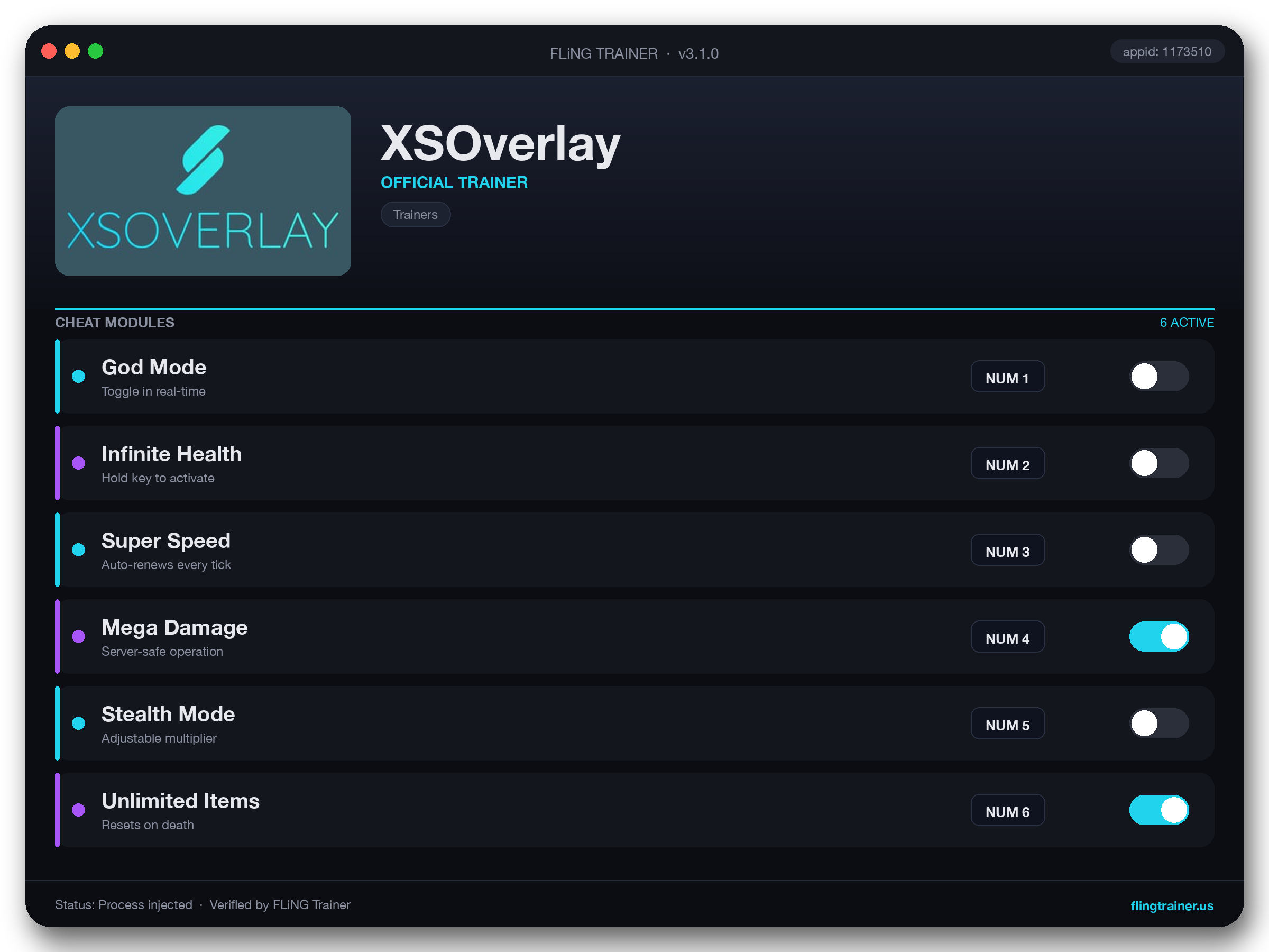 XSOverlay Trainer interface