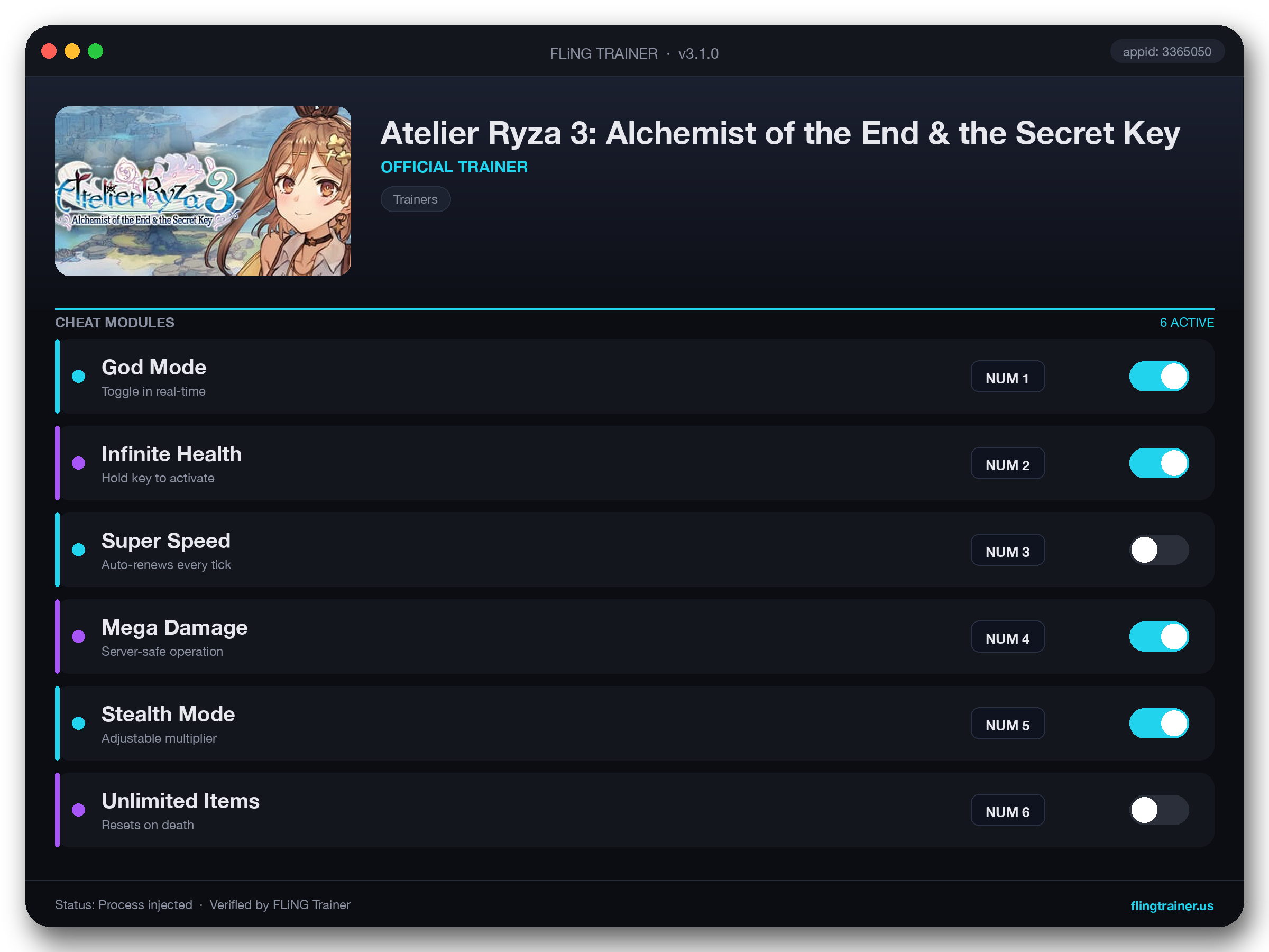 Atelier Ryza 3: Alchemist of the End & the Secret Key Trainer interface