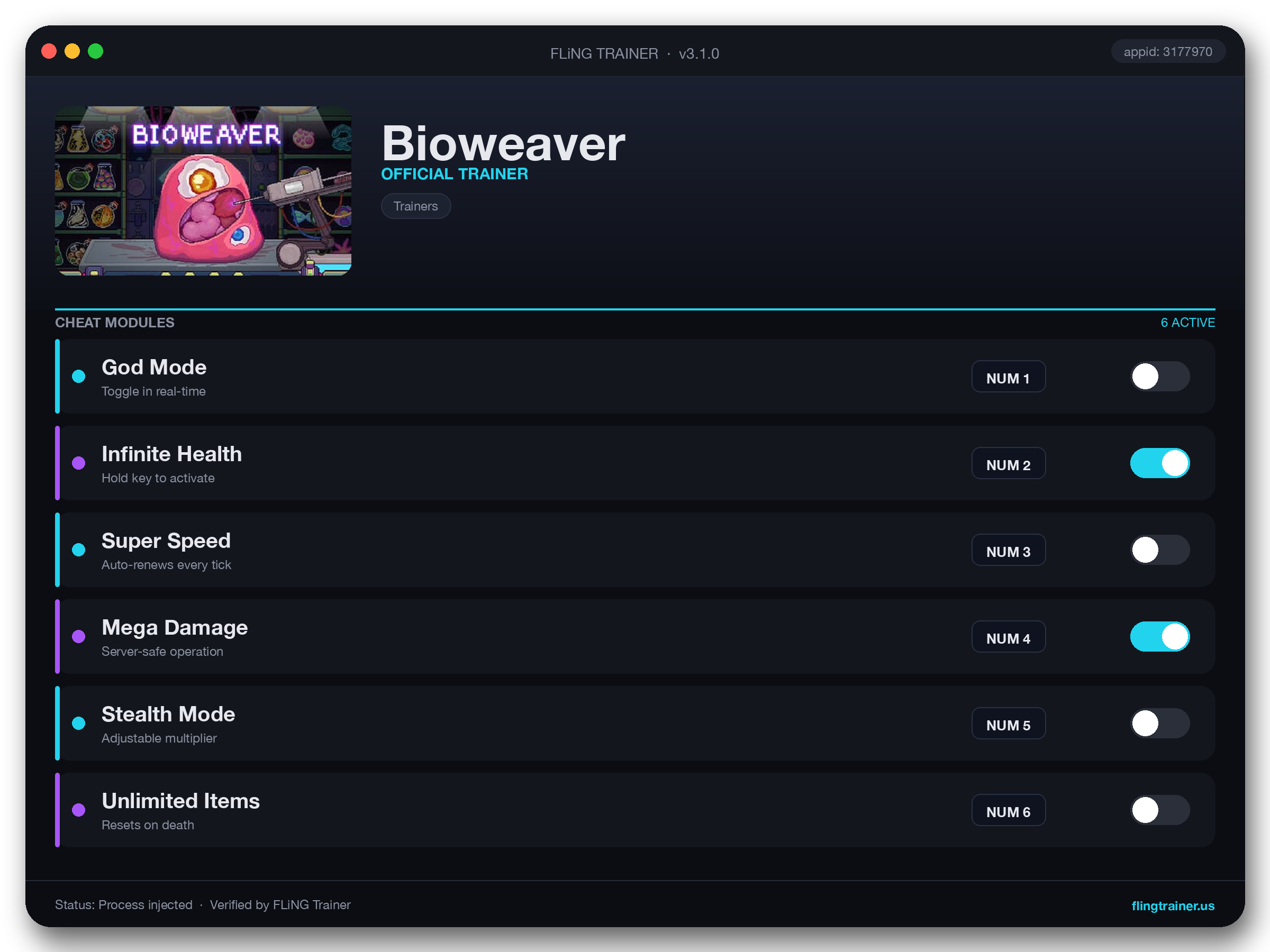Bioweaver Trainer interface