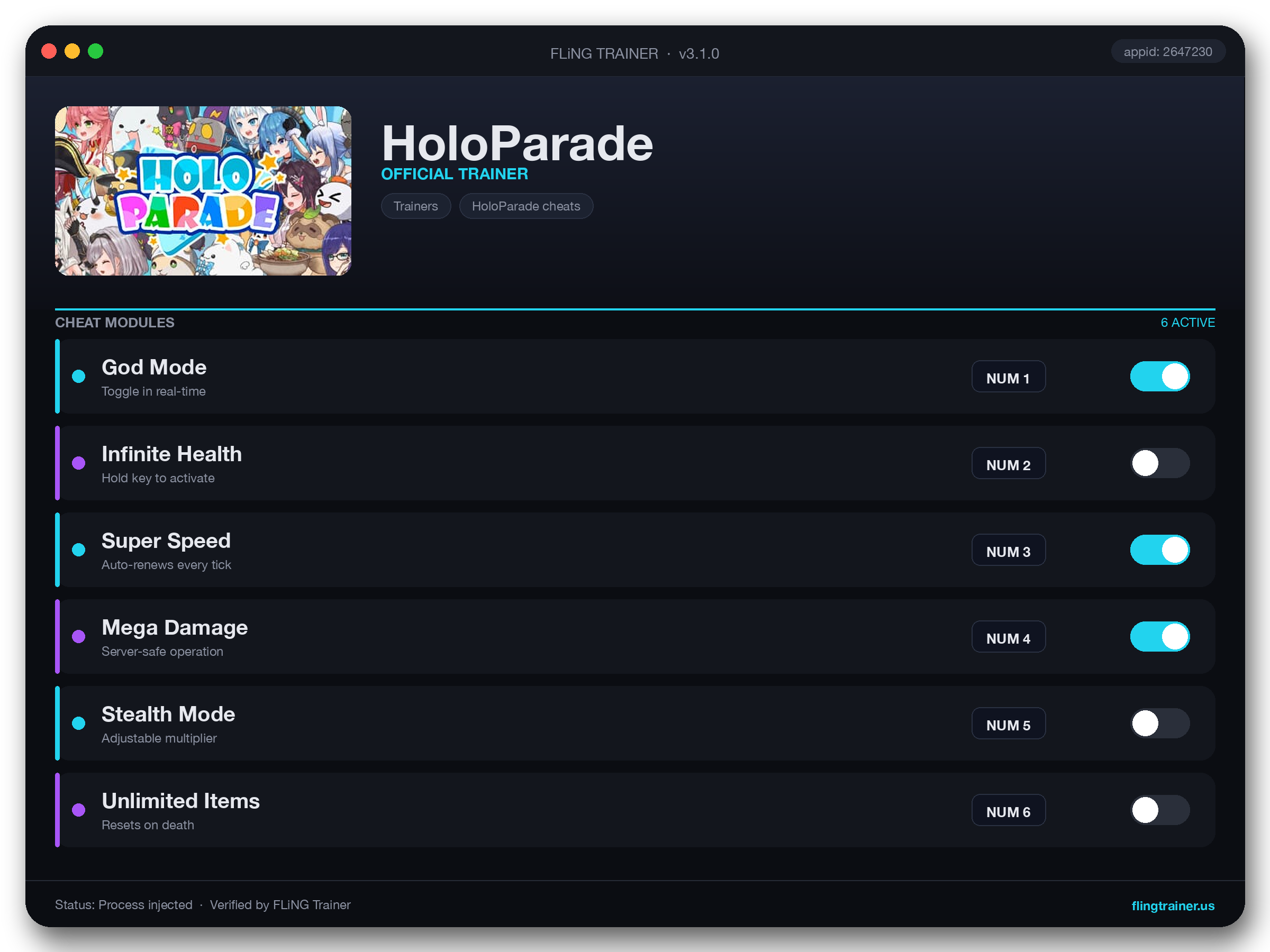 HoloParade Trainer interface