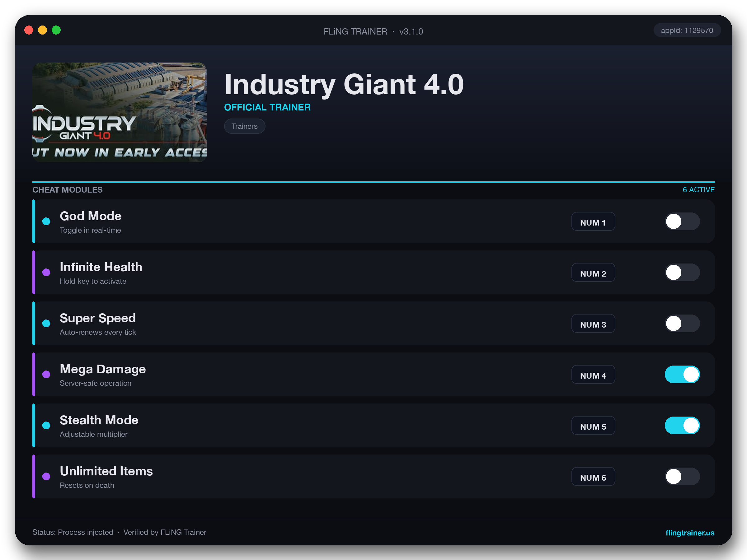 Industry Giant 4.0 Trainer interface