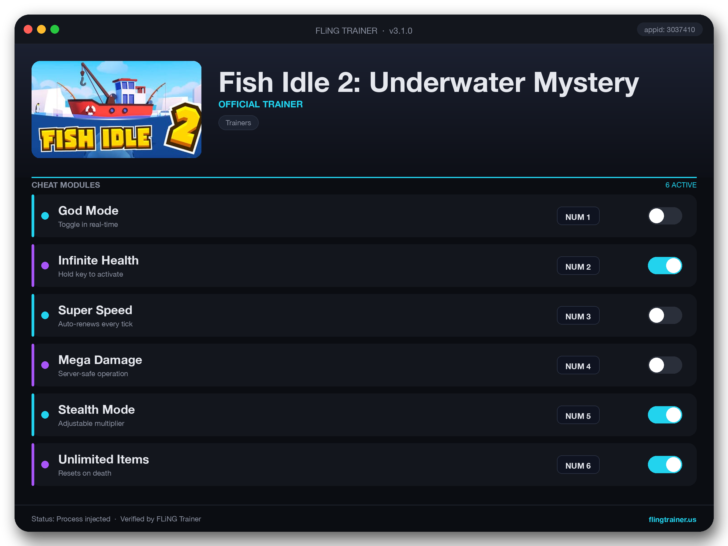 Fish Idle 2: Underwater Mystery Trainer interface