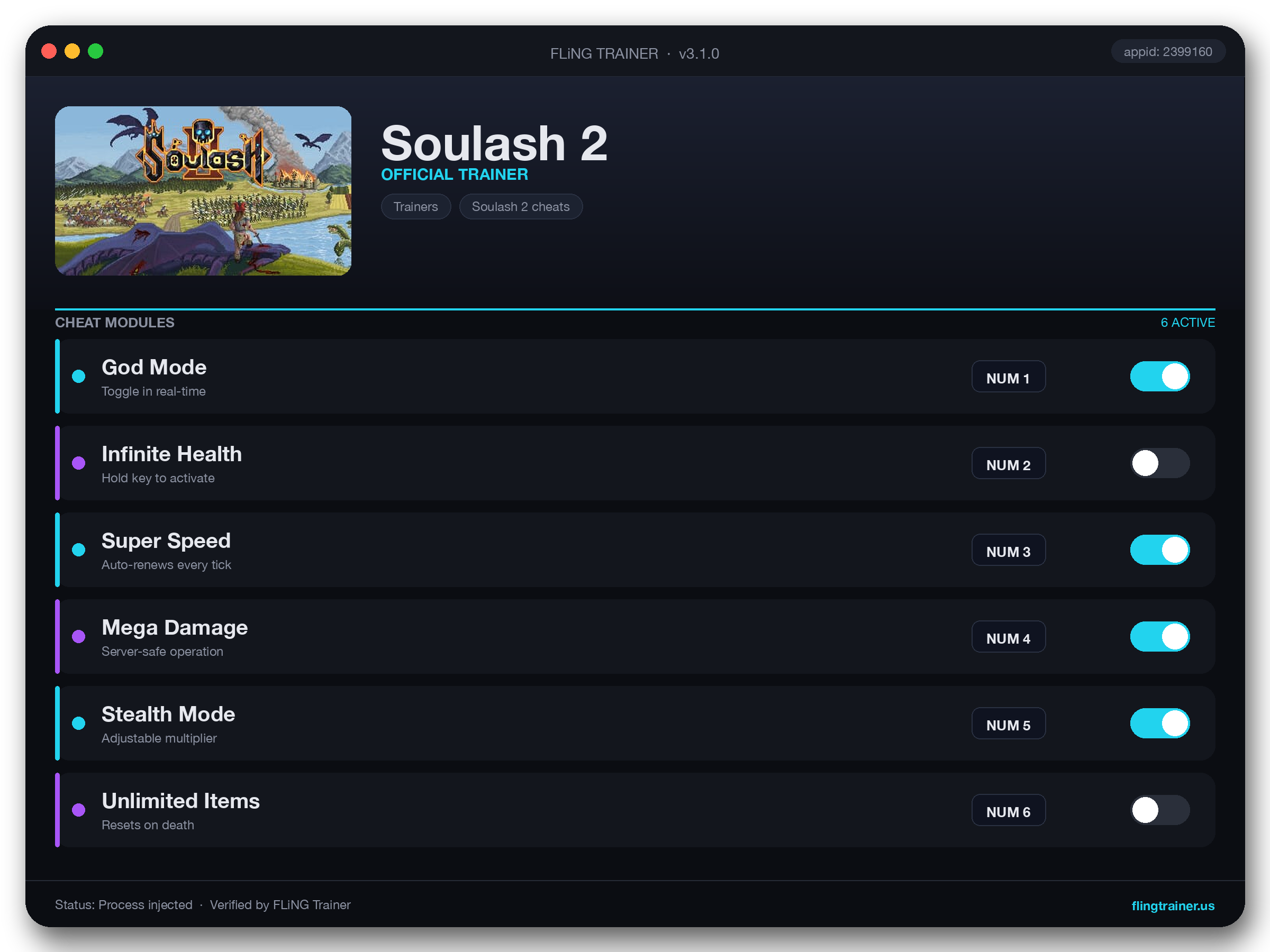 Soulash 2 Trainer interface