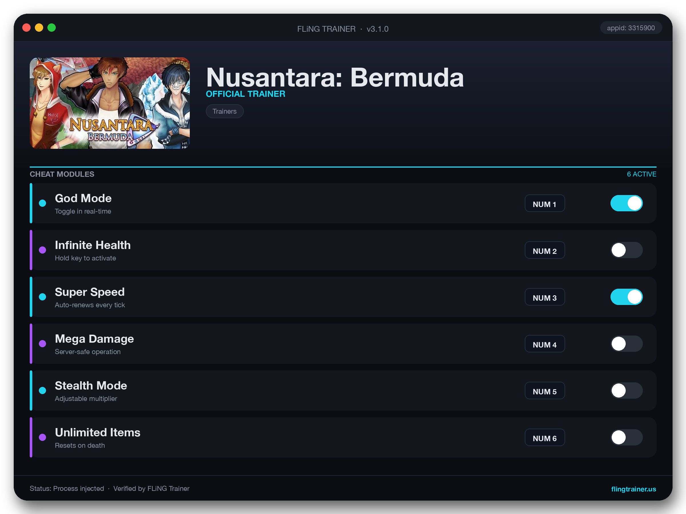 Nusantara: Bermuda Trainer interface