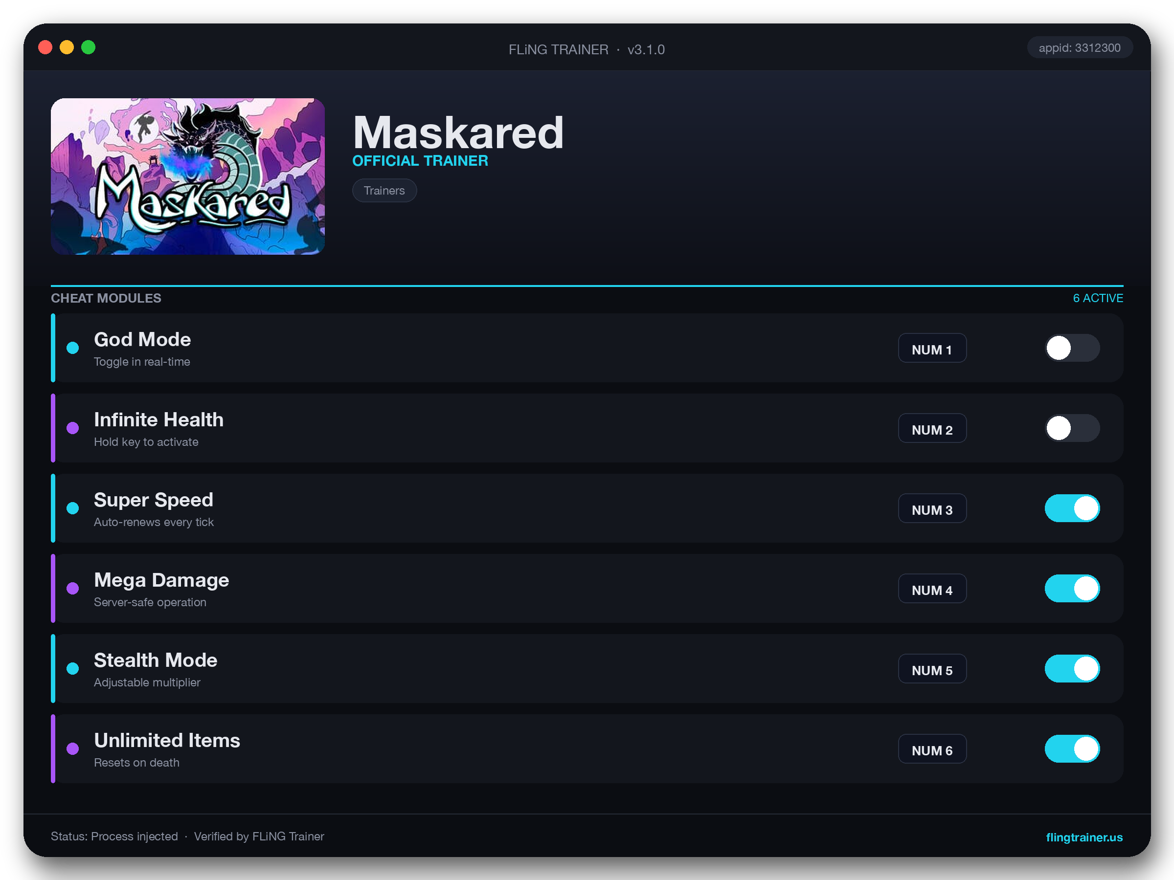 Maskared Trainer interface