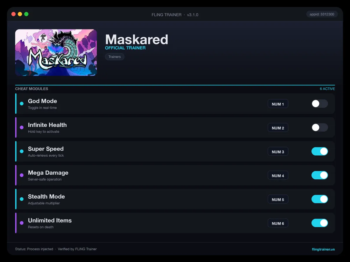 Maskared Trainer interface