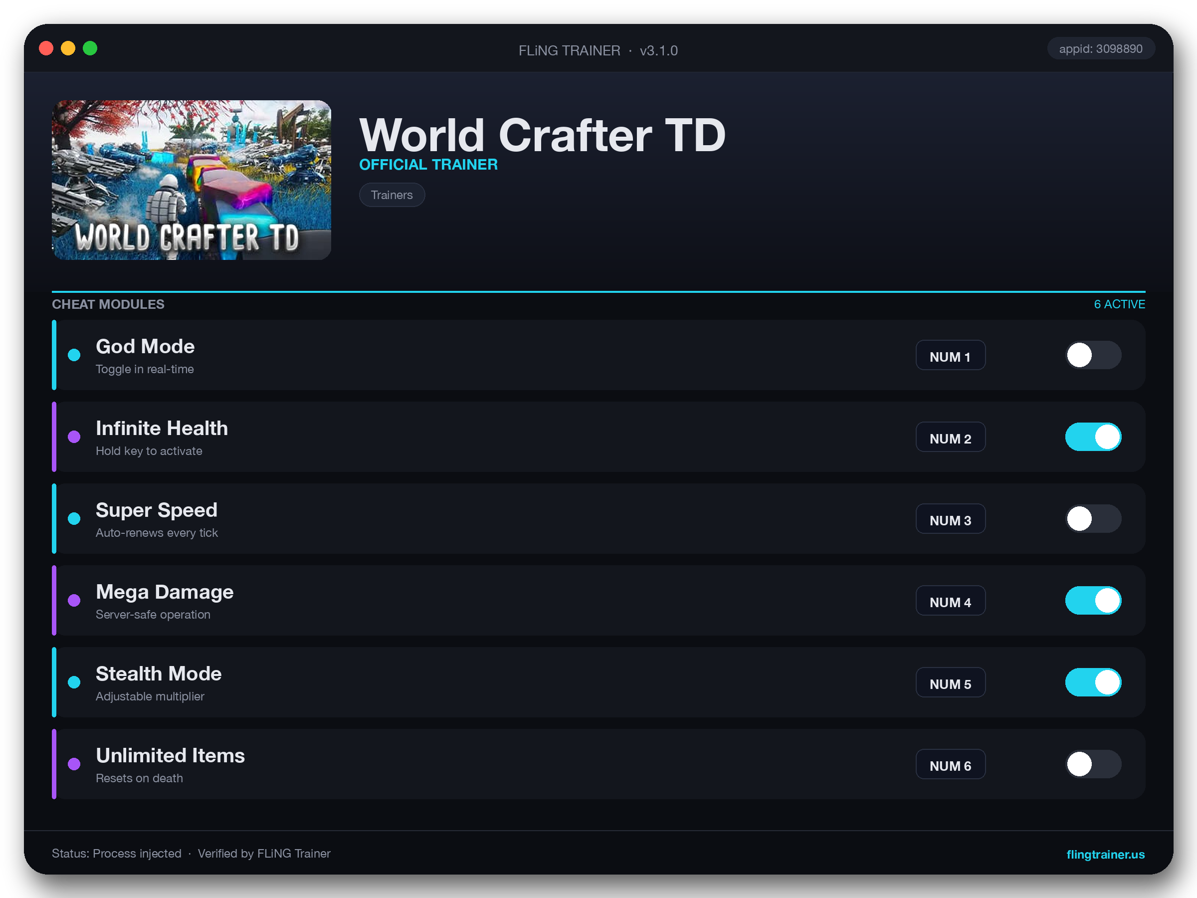 World Crafter TD Trainer interface