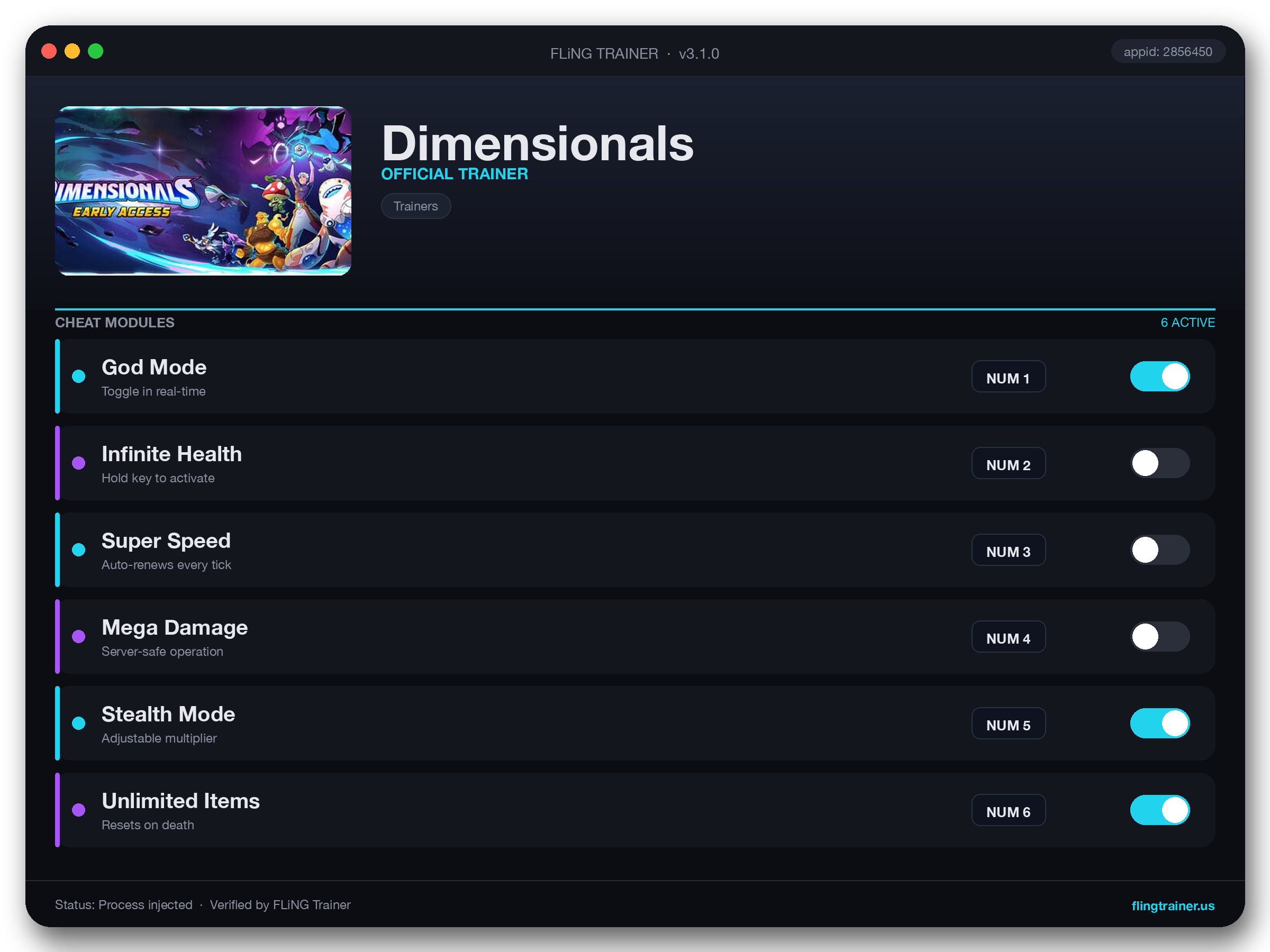 Dimensionals Trainer interface