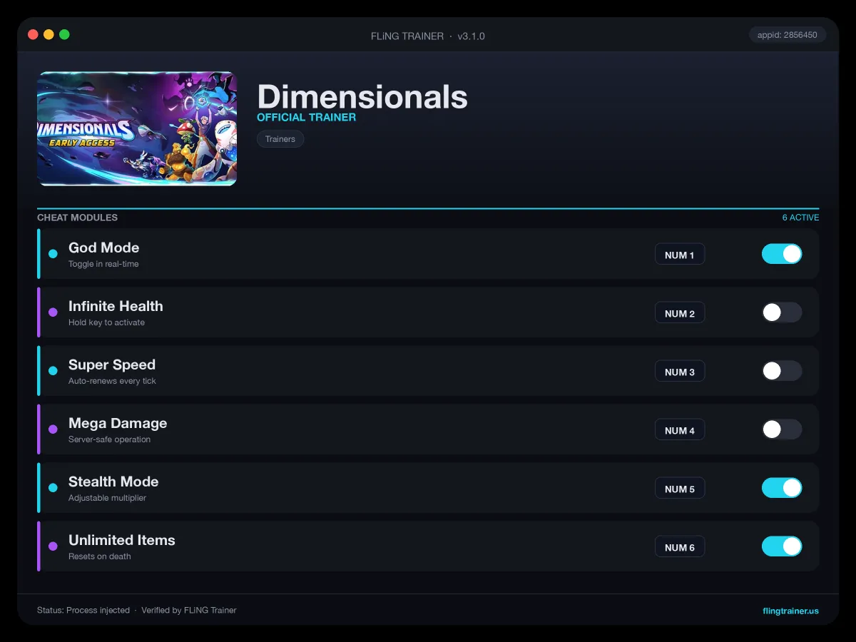 Dimensionals Trainer interface