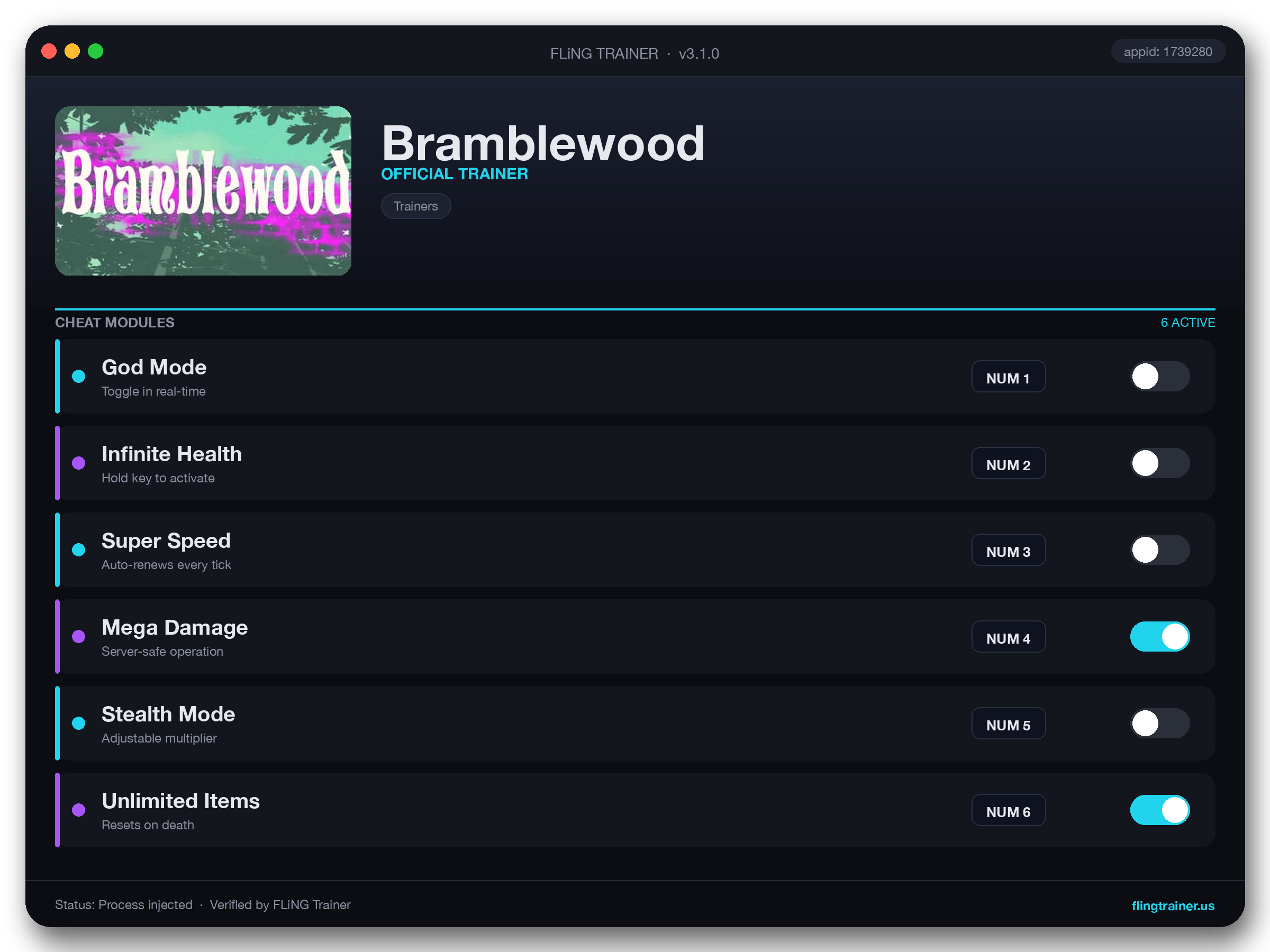 Bramblewood Trainer interface
