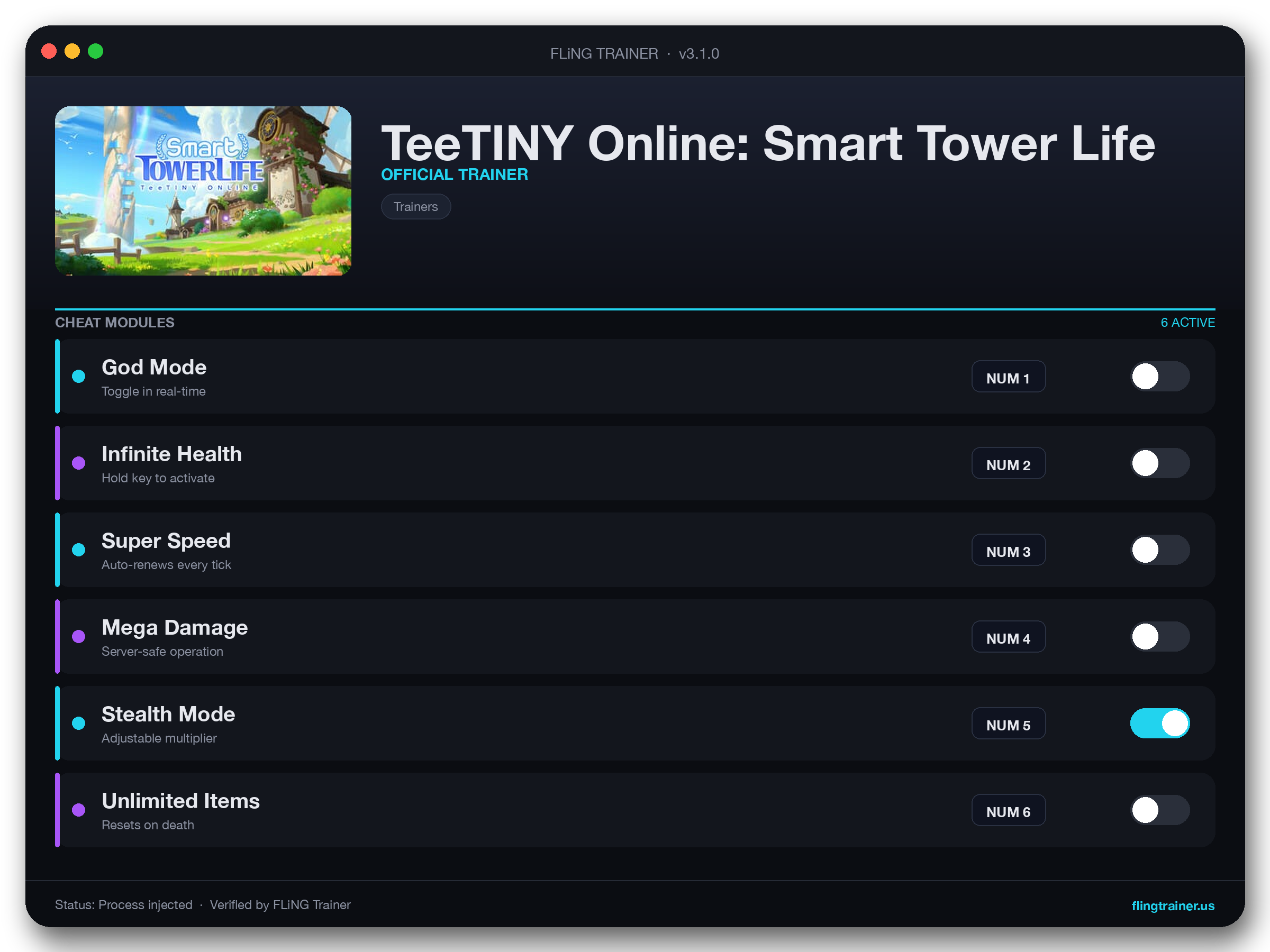 TeeTINY Online: Smart Tower Life Trainer interface