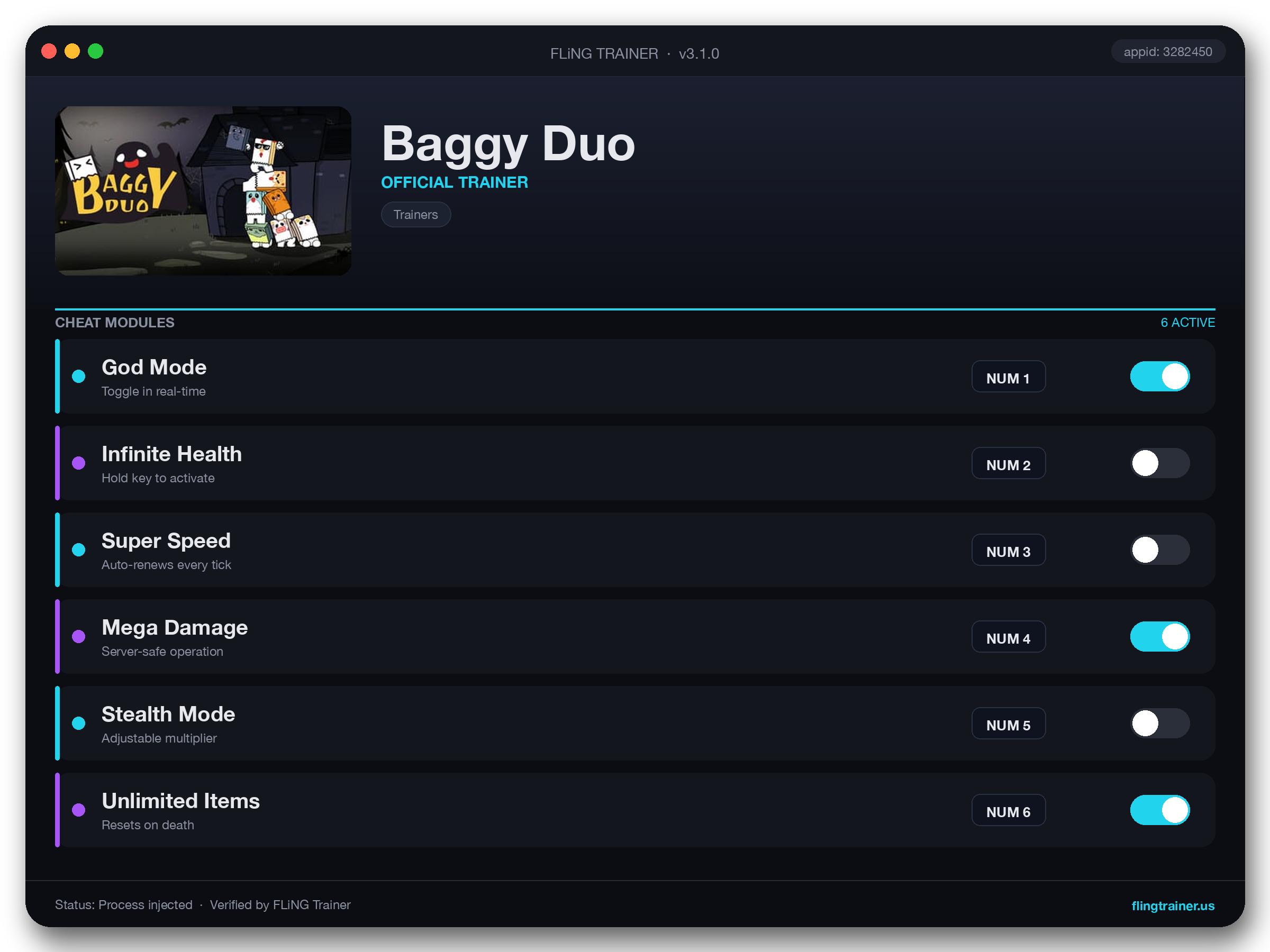Baggy Duo Trainer interface