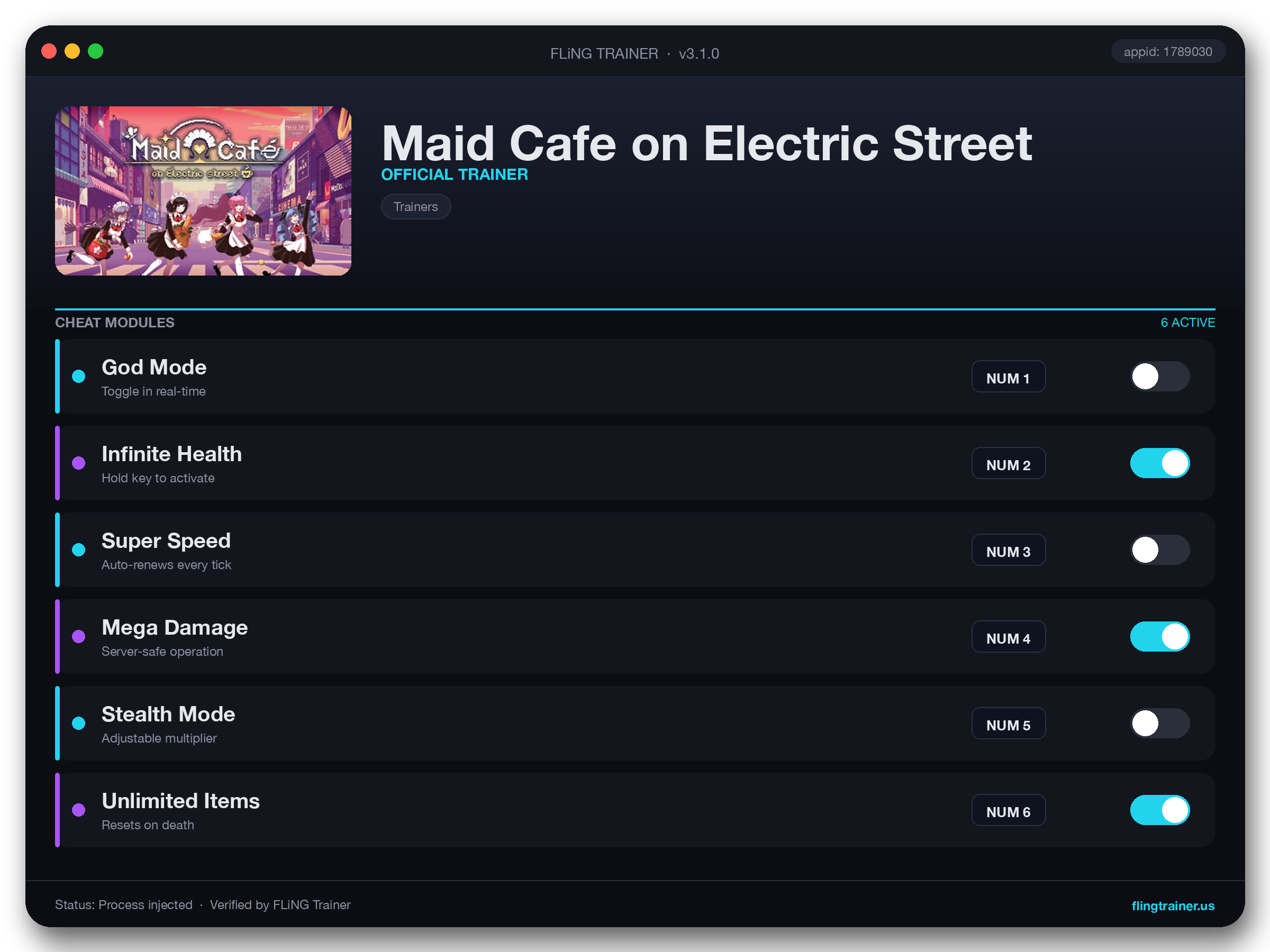 Maid Cafe on Electric Street Trainer interface