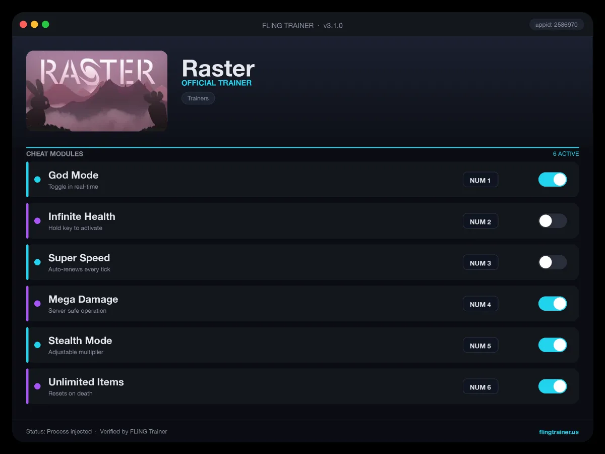 Raster Trainer interface
