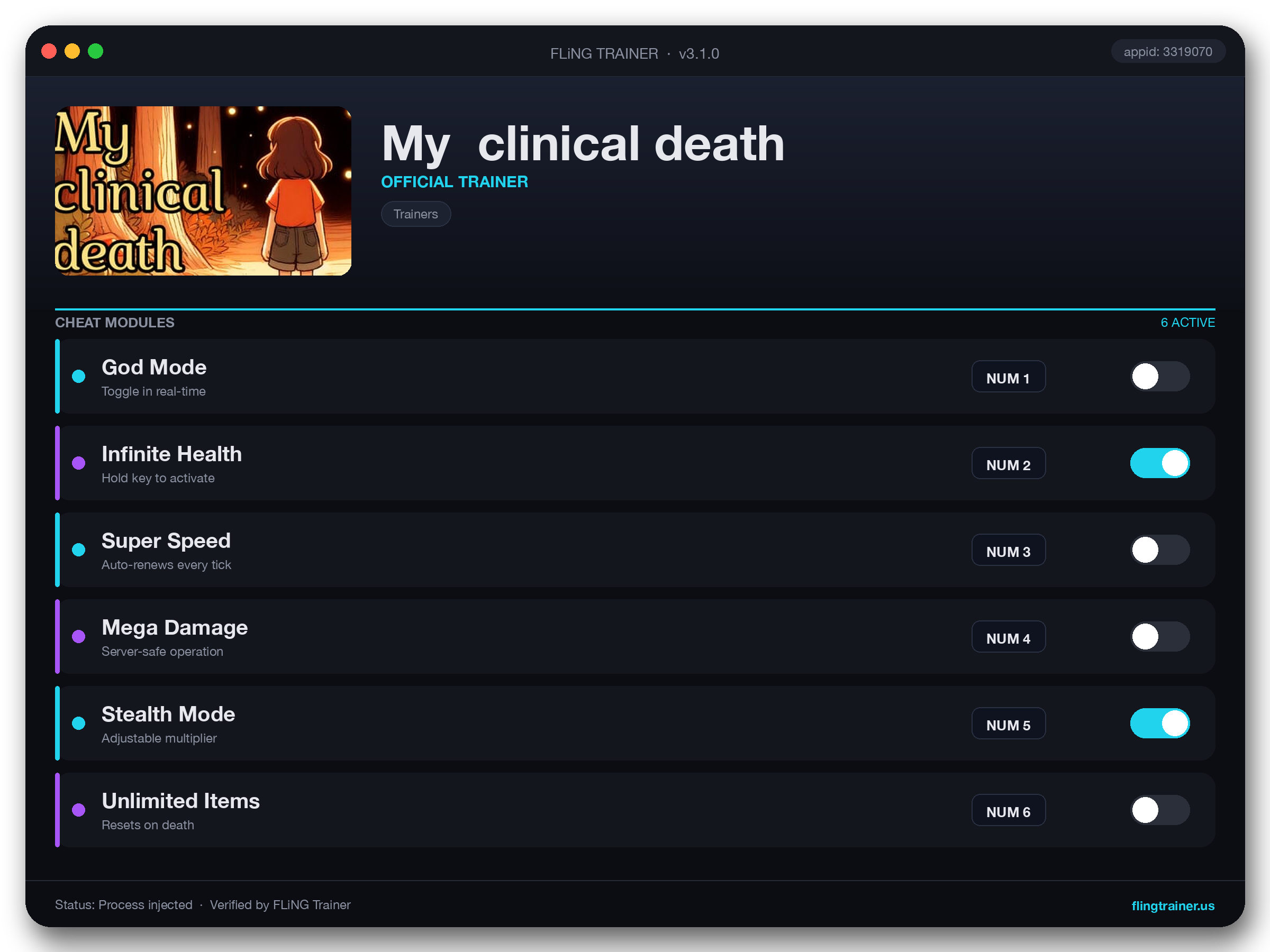 My  clinical death Trainer interface