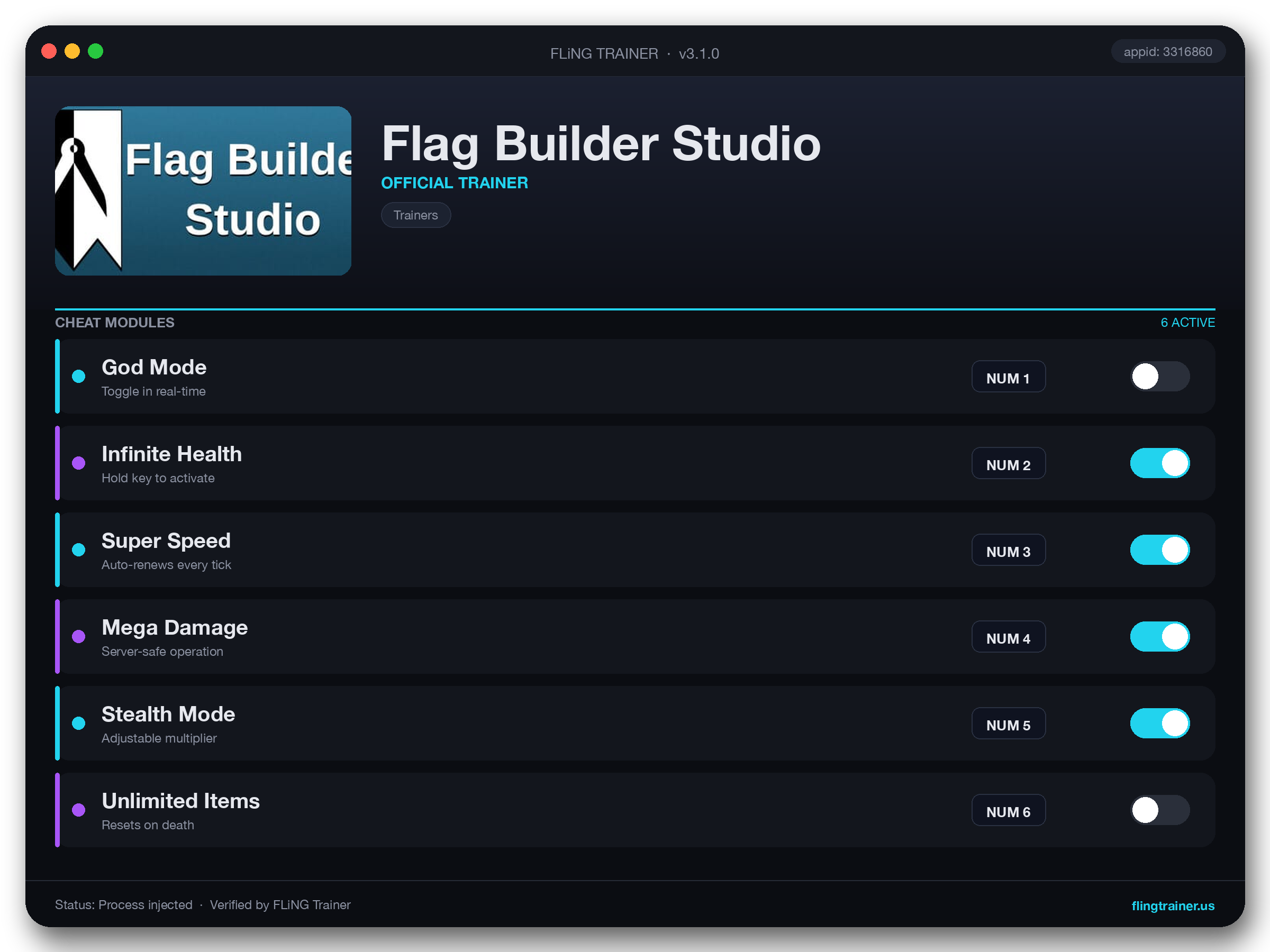 Flag Builder Studio Trainer interface