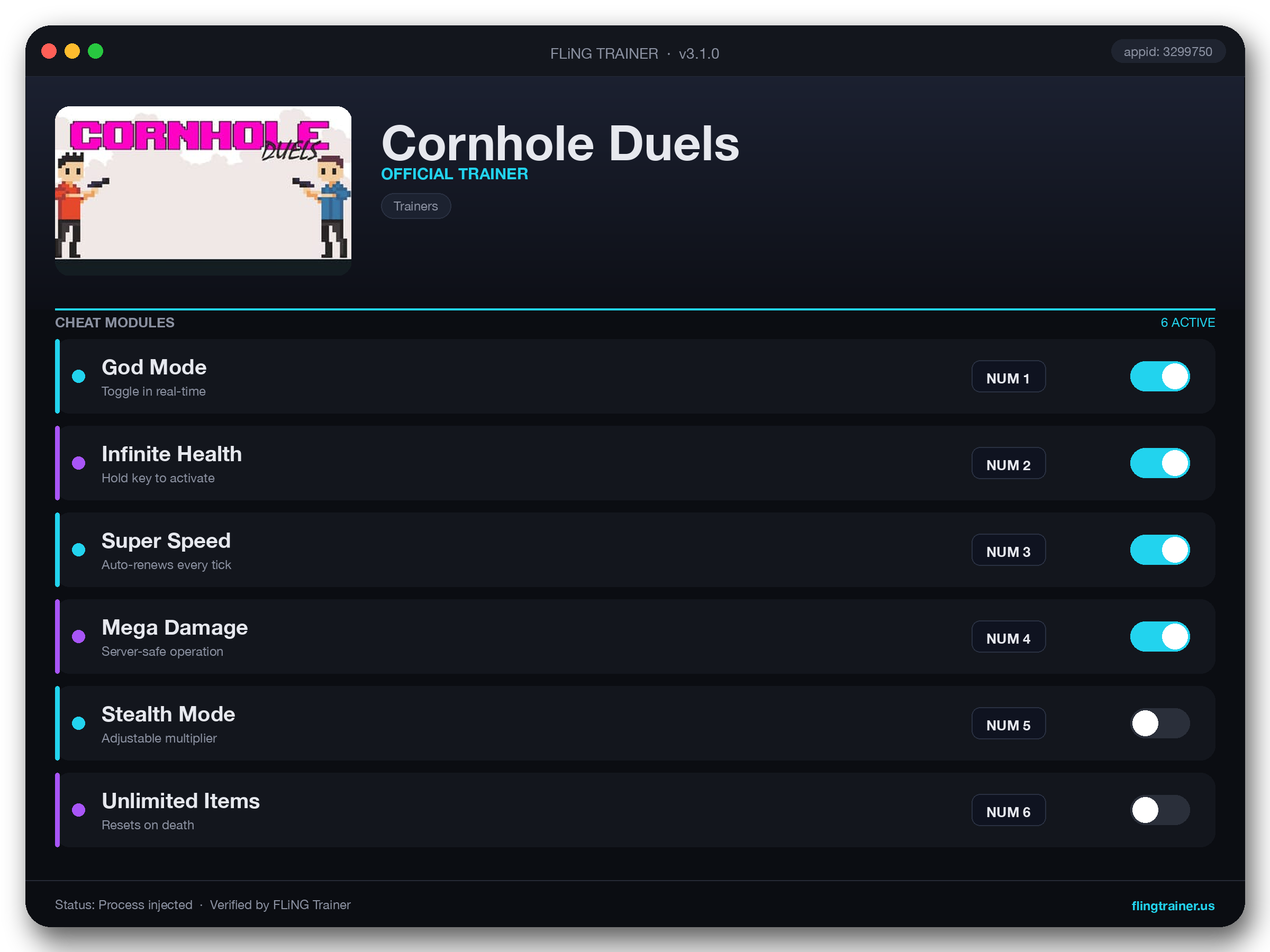 Cornhole Duels Trainer interface