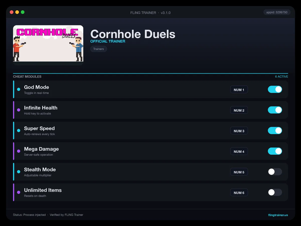 Cornhole Duels Trainer interface