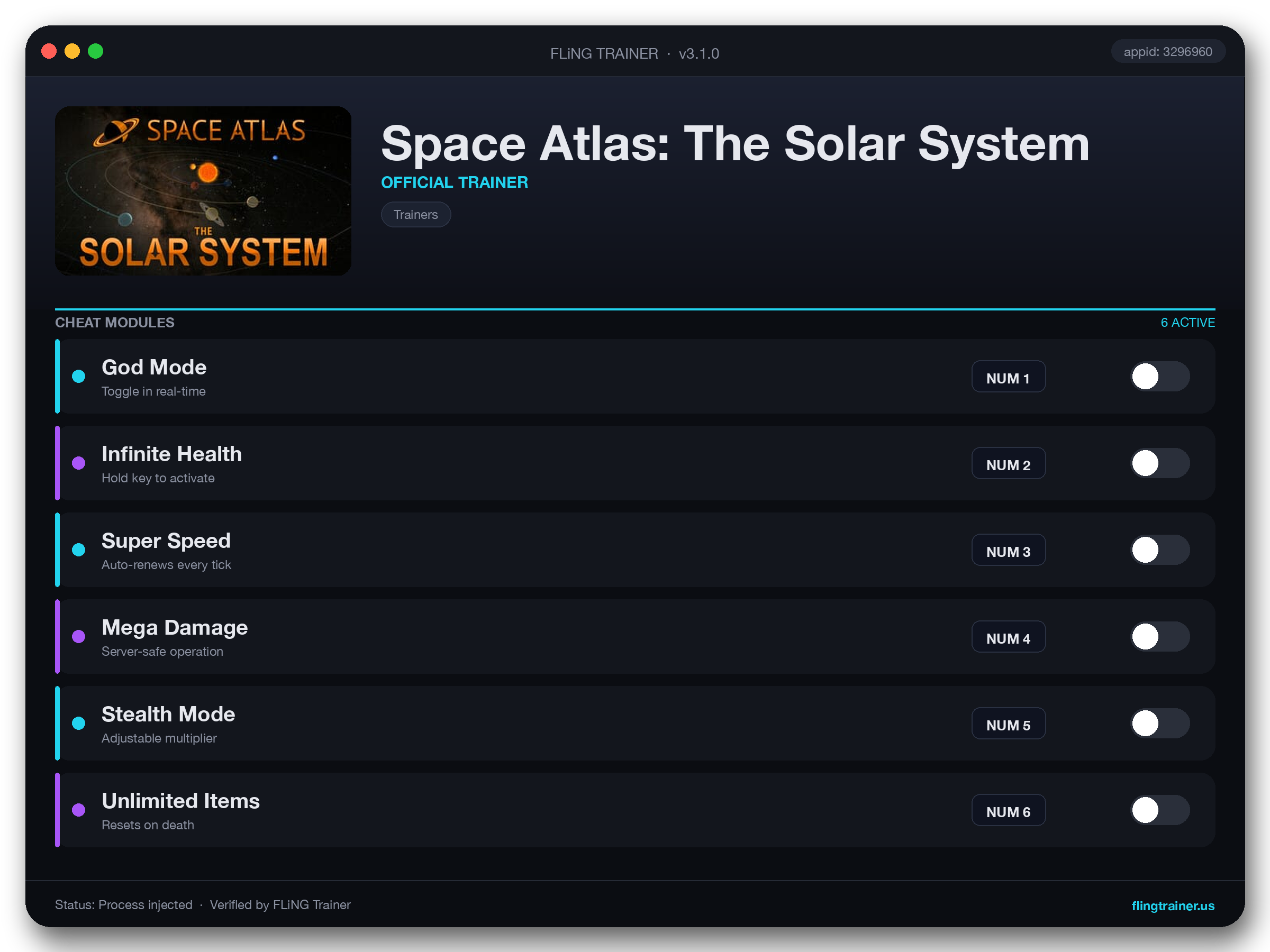 Space Atlas: The Solar System Trainer interface