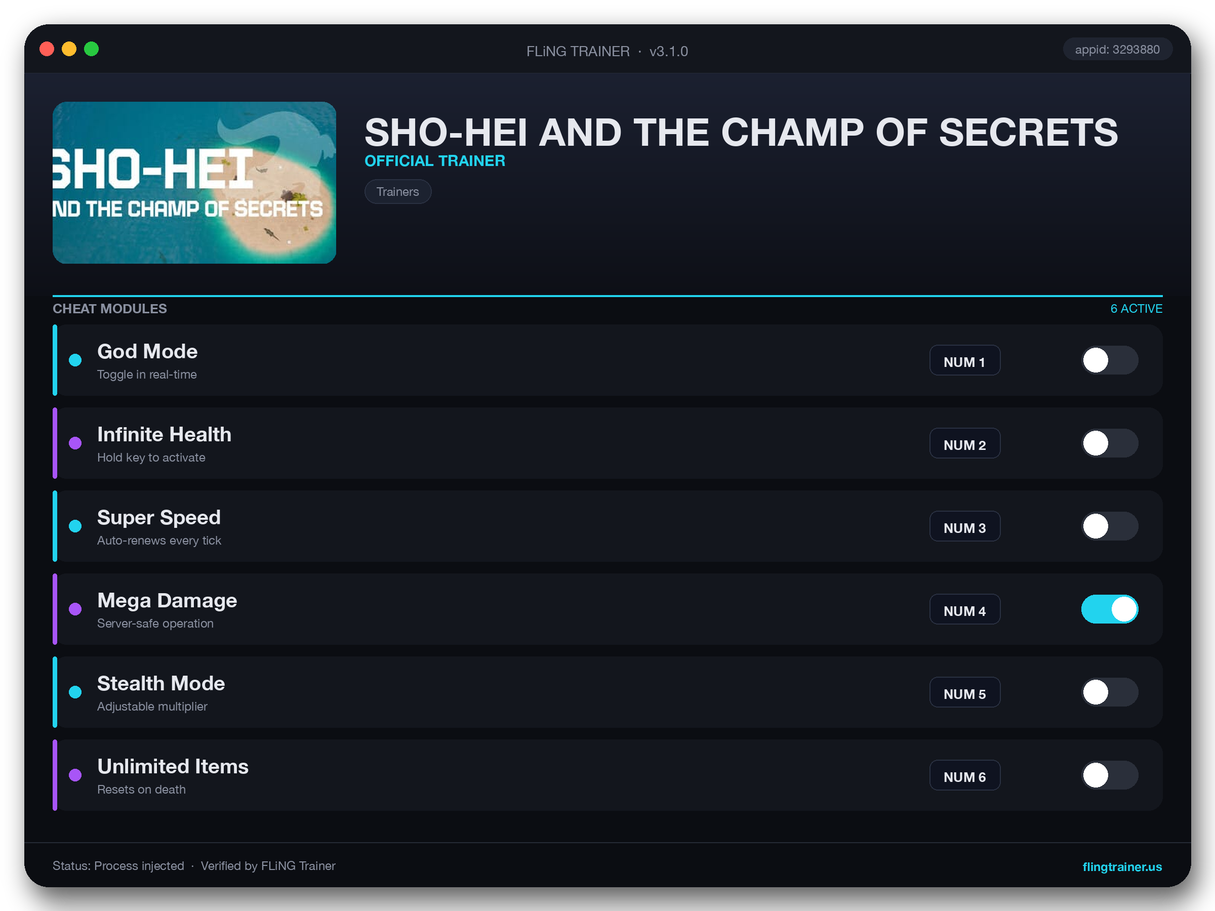 SHO-HEI AND THE CHAMP OF SECRETS Trainer interface