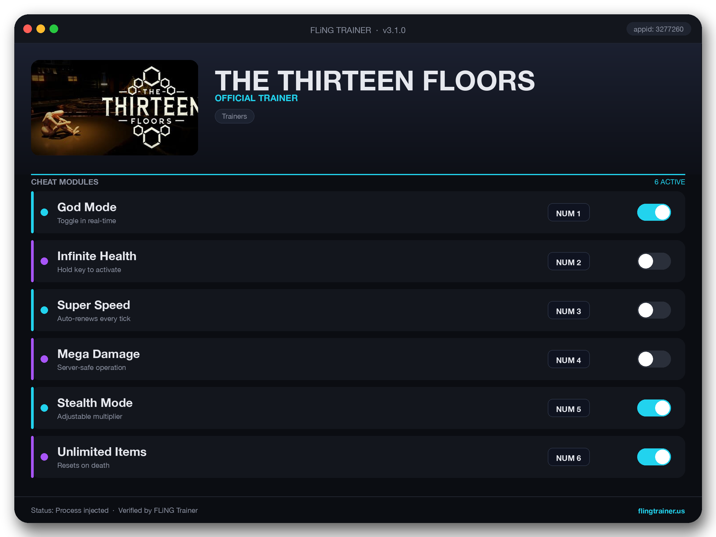 THE THIRTEEN FLOORS Trainer interface