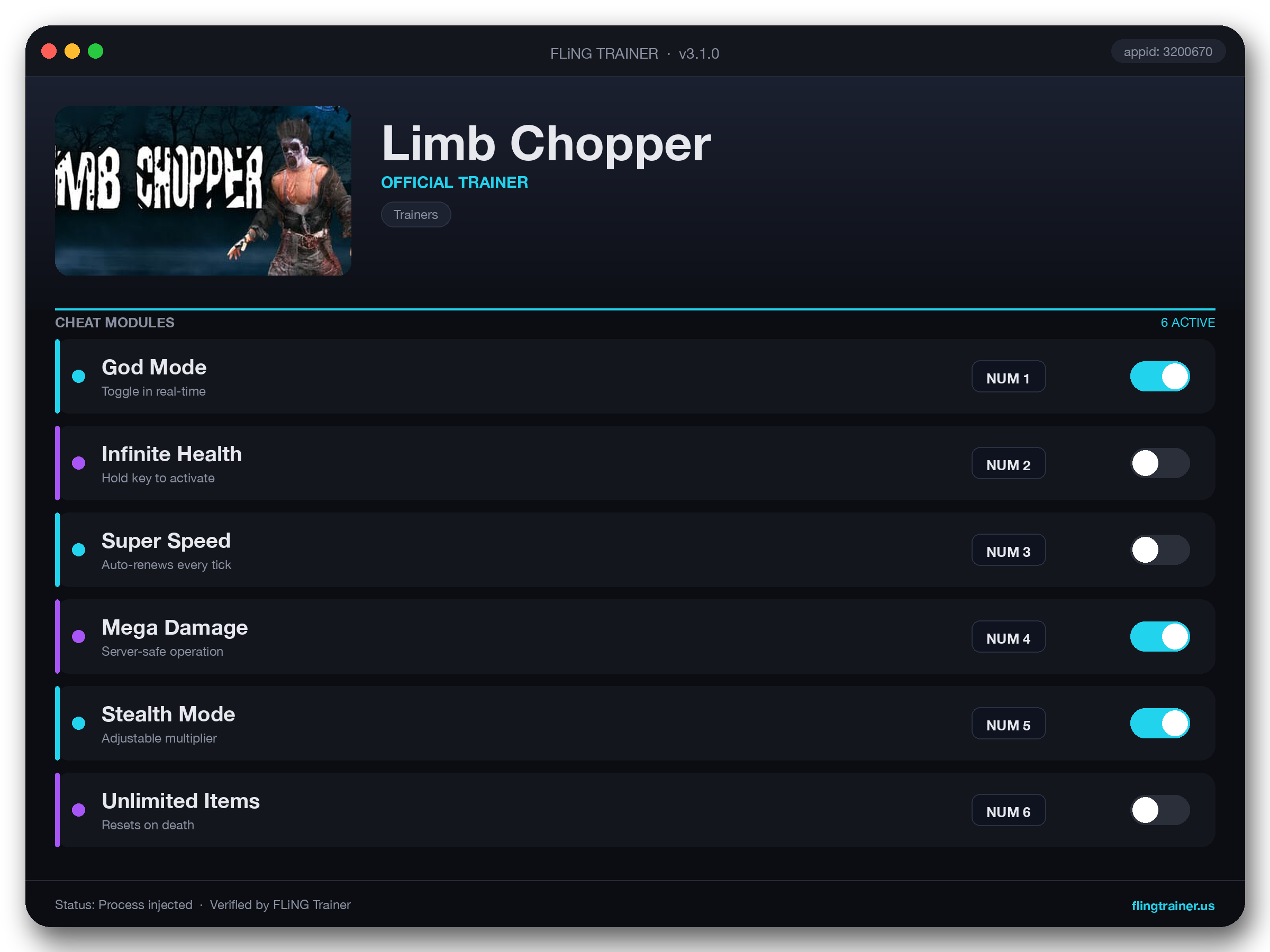 Limb Chopper Trainer interface