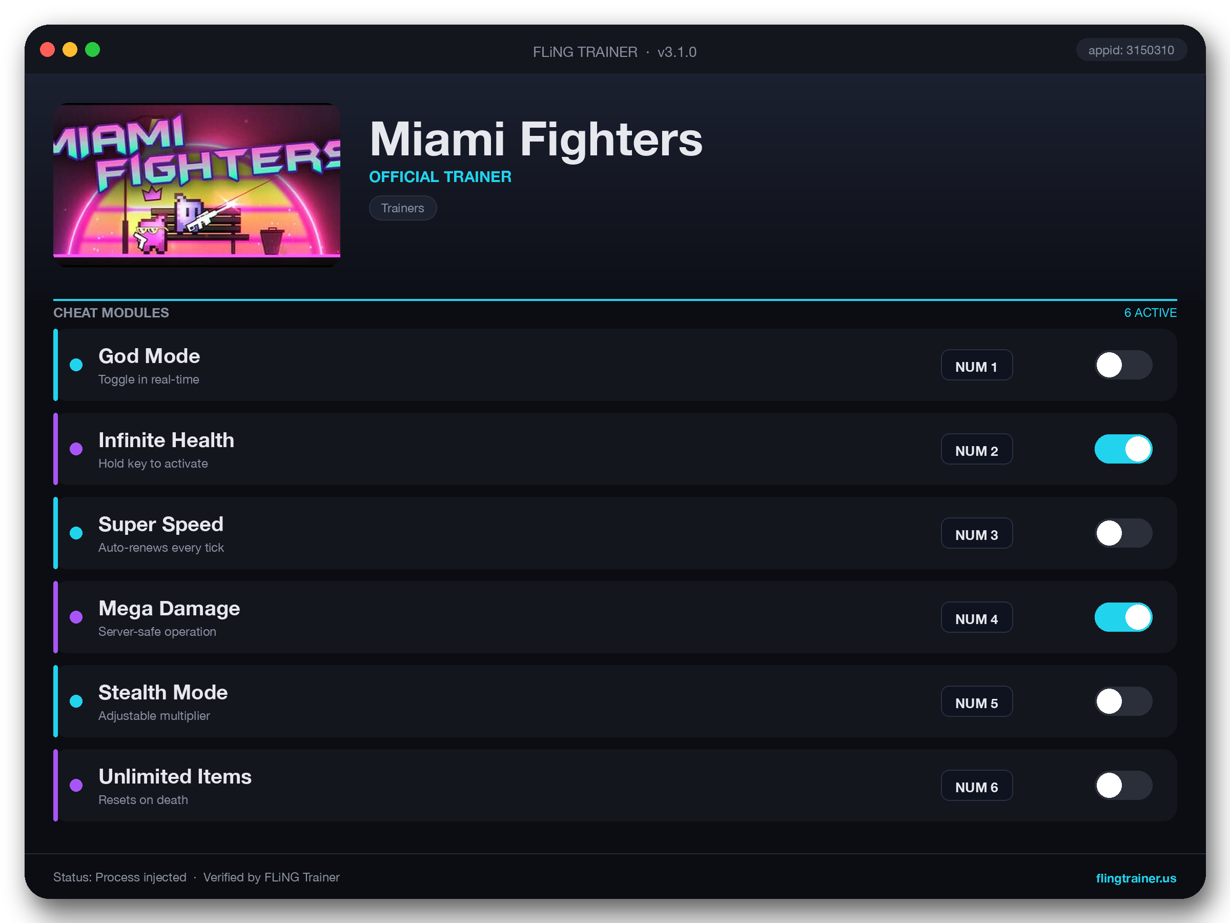 Miami Fighters Trainer interface