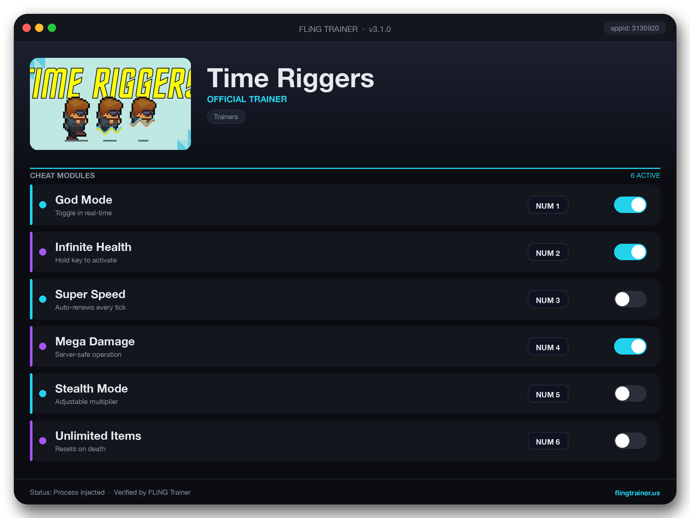 Time Riggers Trainer interface