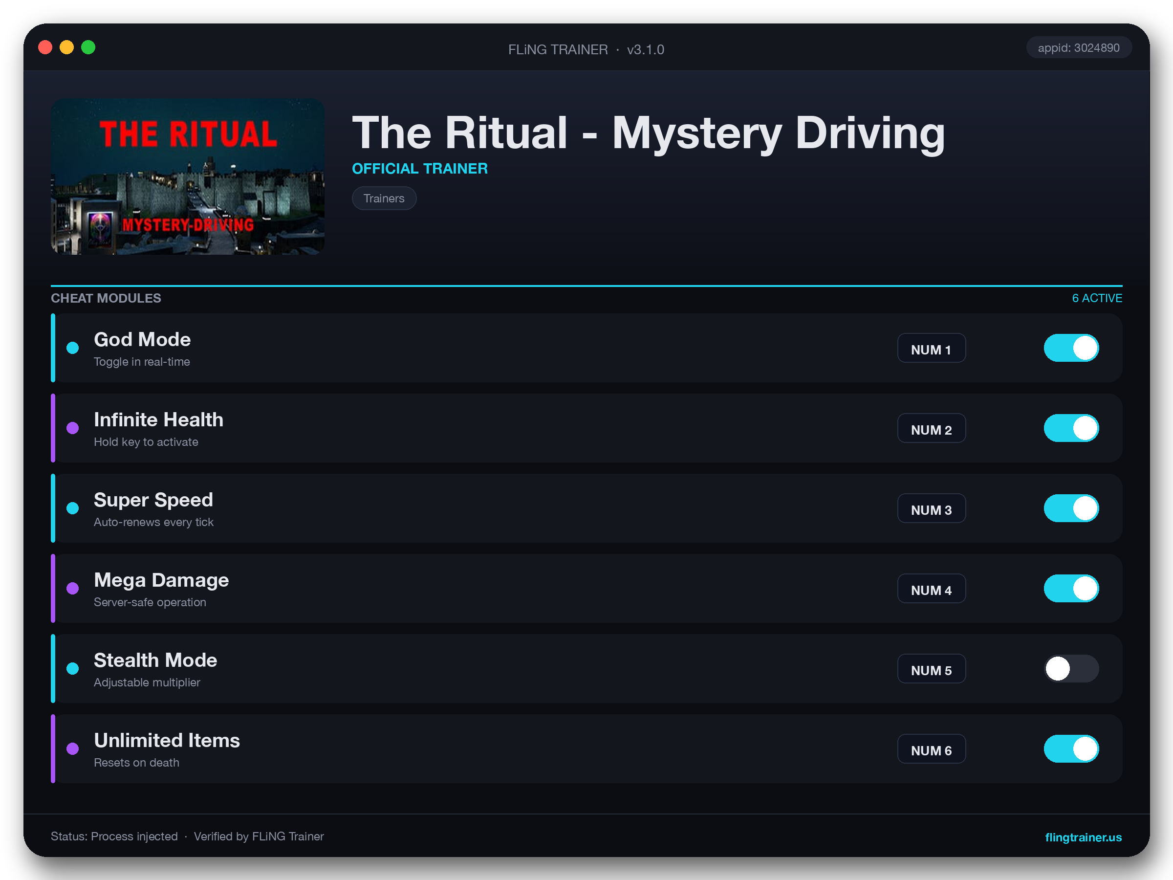 The Ritual - Mystery Driving Trainer interface