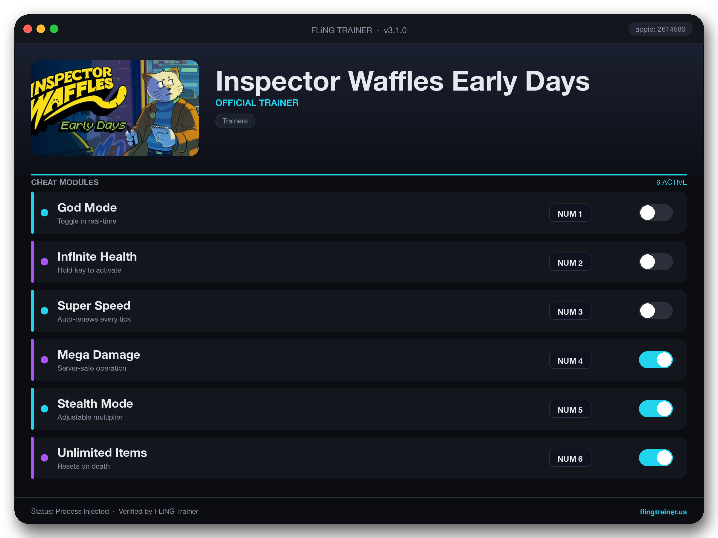 Inspector Waffles Early Days Trainer interface