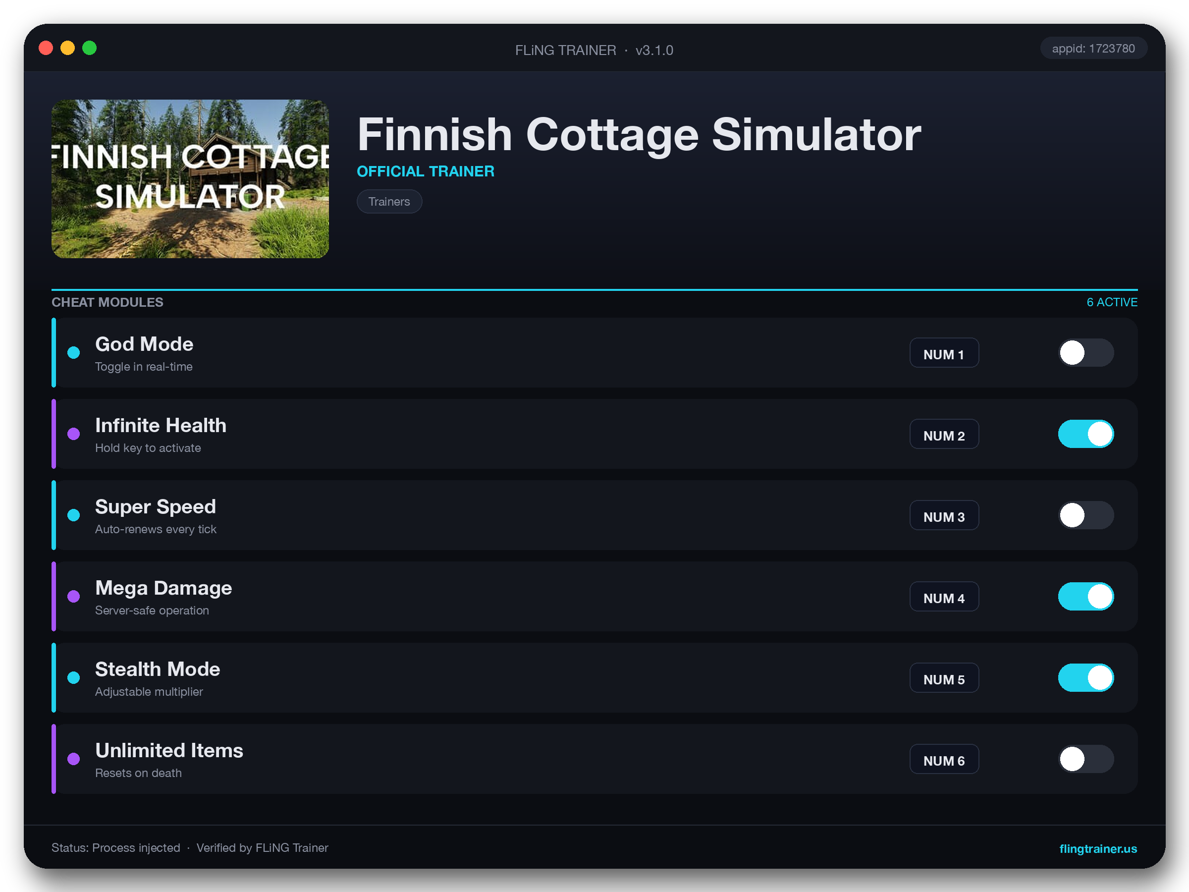 Finnish Cottage Simulator Trainer interface