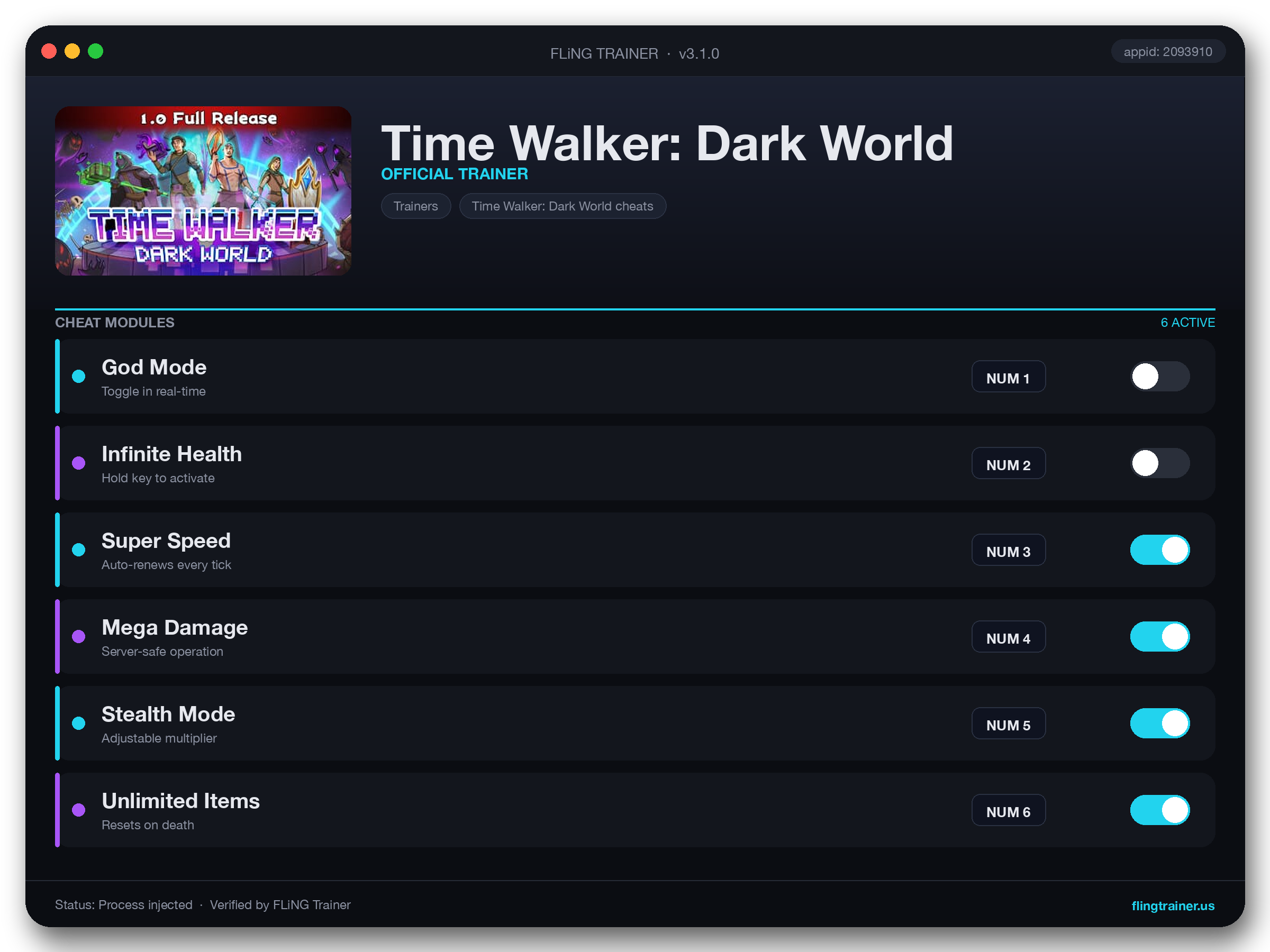 Time Walker: Dark World Trainer interface