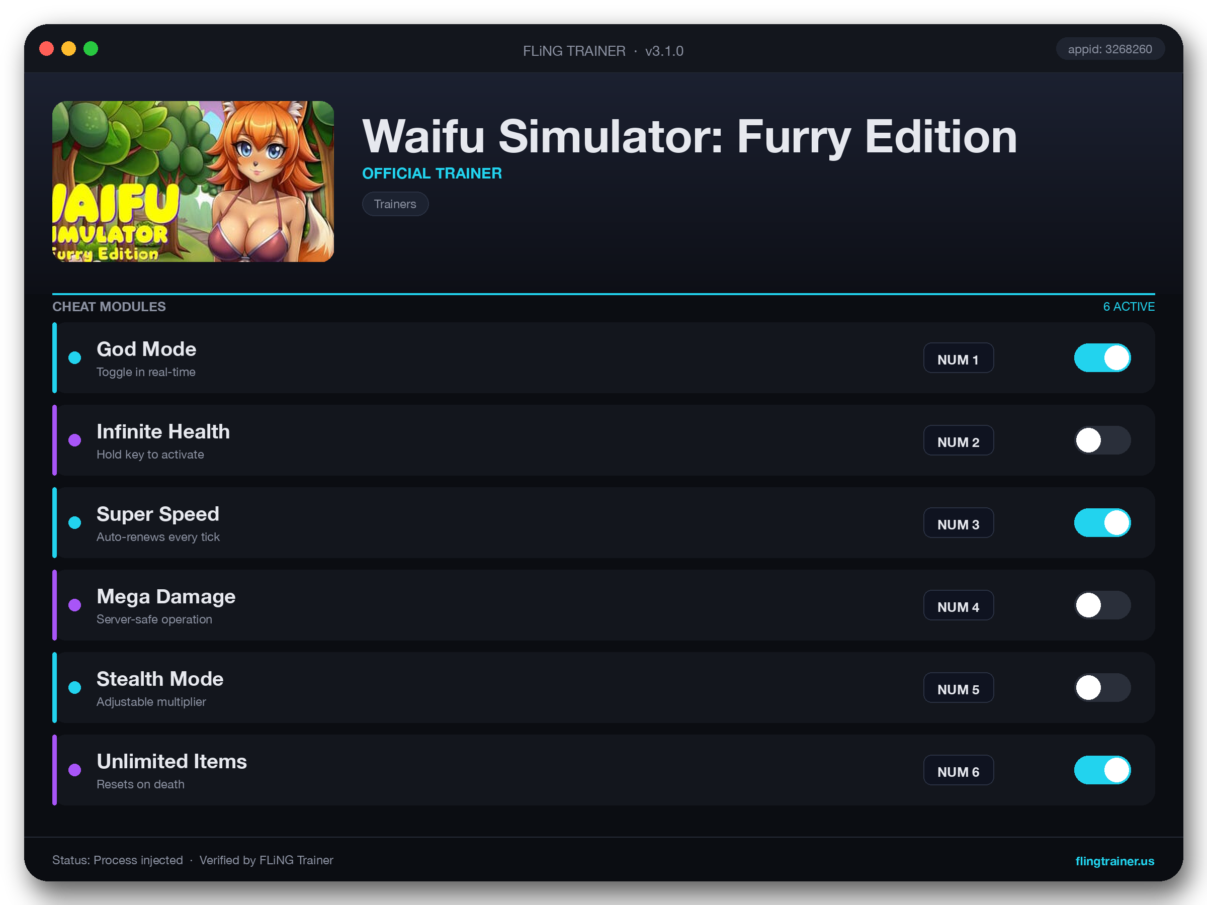 Waifu Simulator: Furry Edition Trainer interface