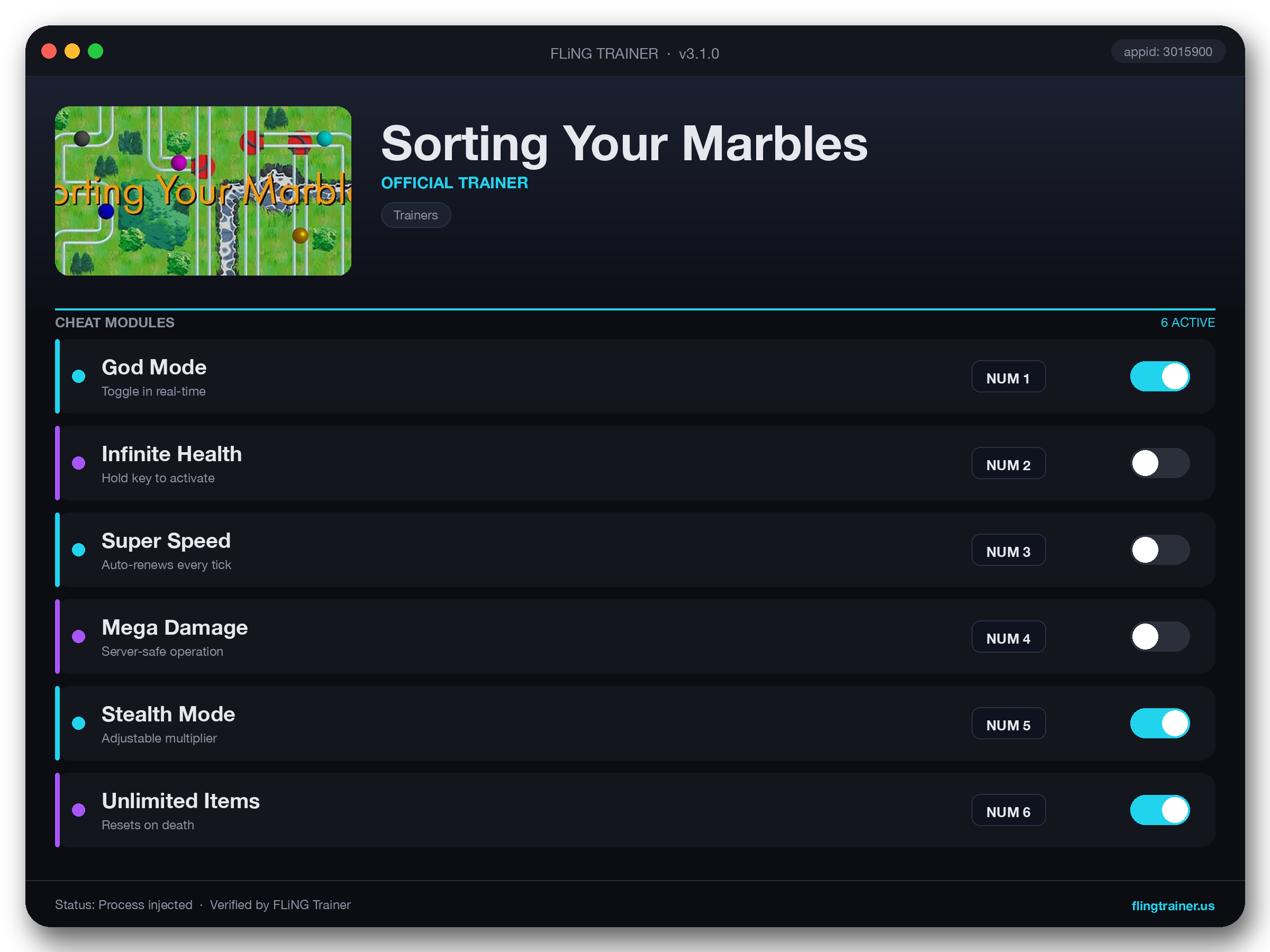 Sorting Your Marbles Trainer interface