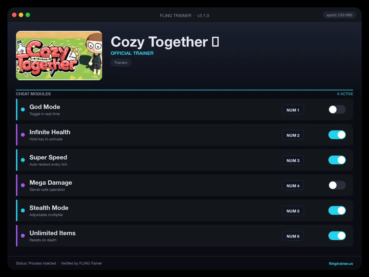 Cozy Together ☕ Trainer interface