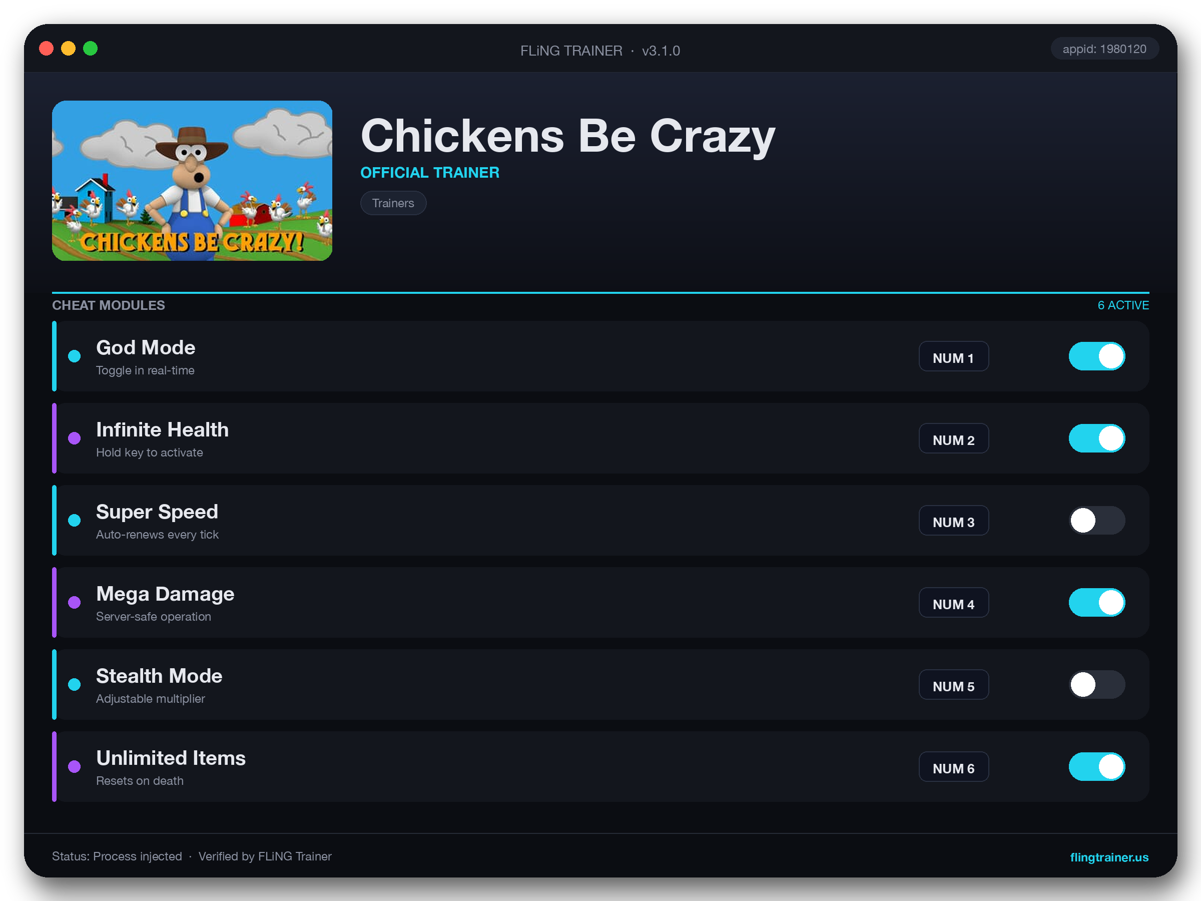 Chickens Be Crazy Trainer interface