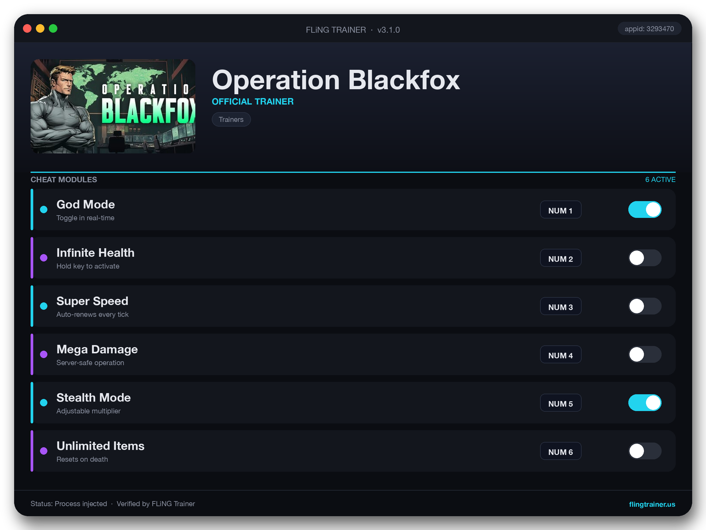 Operation Blackfox Trainer interface