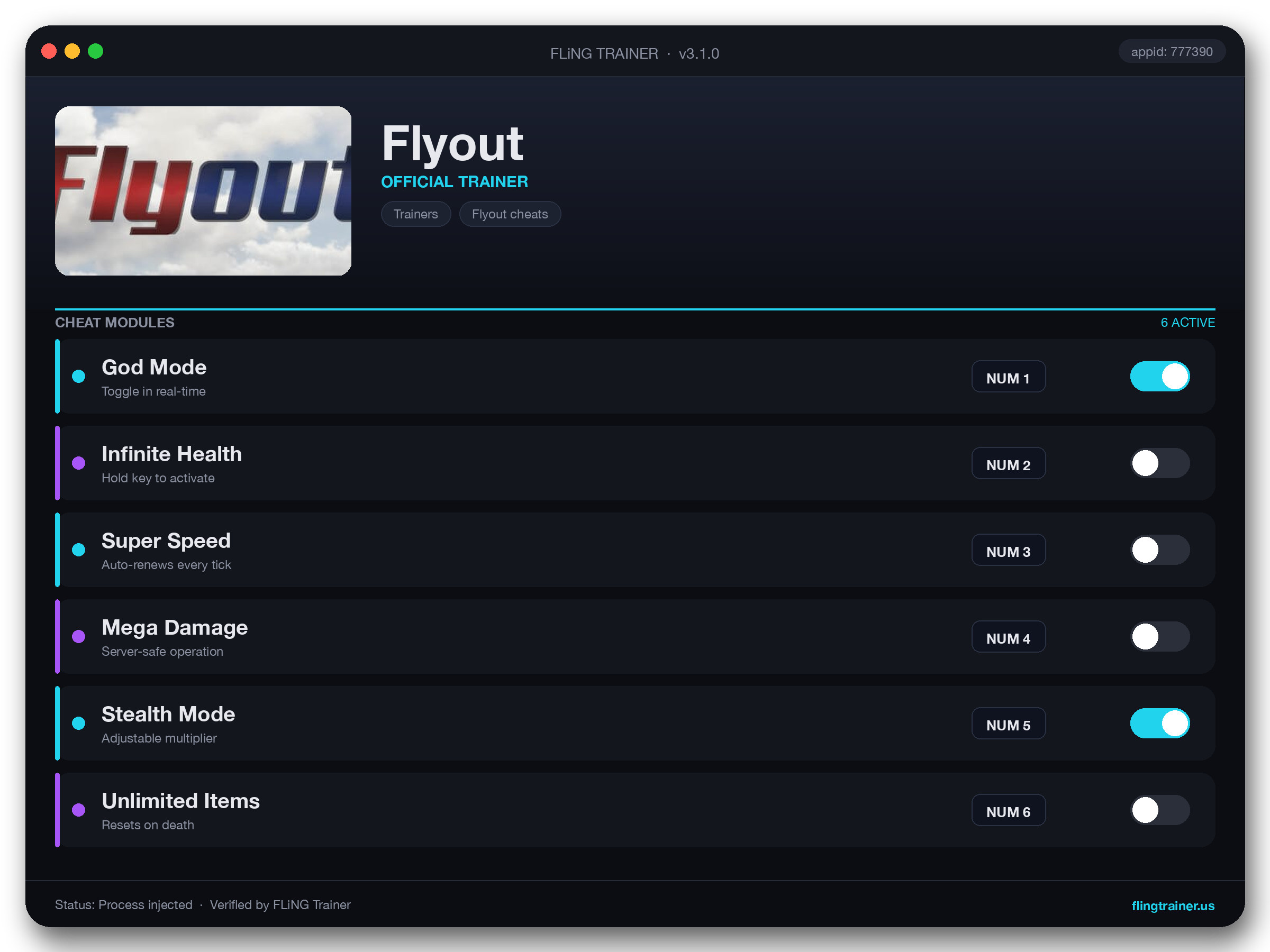 Flyout Trainer interface