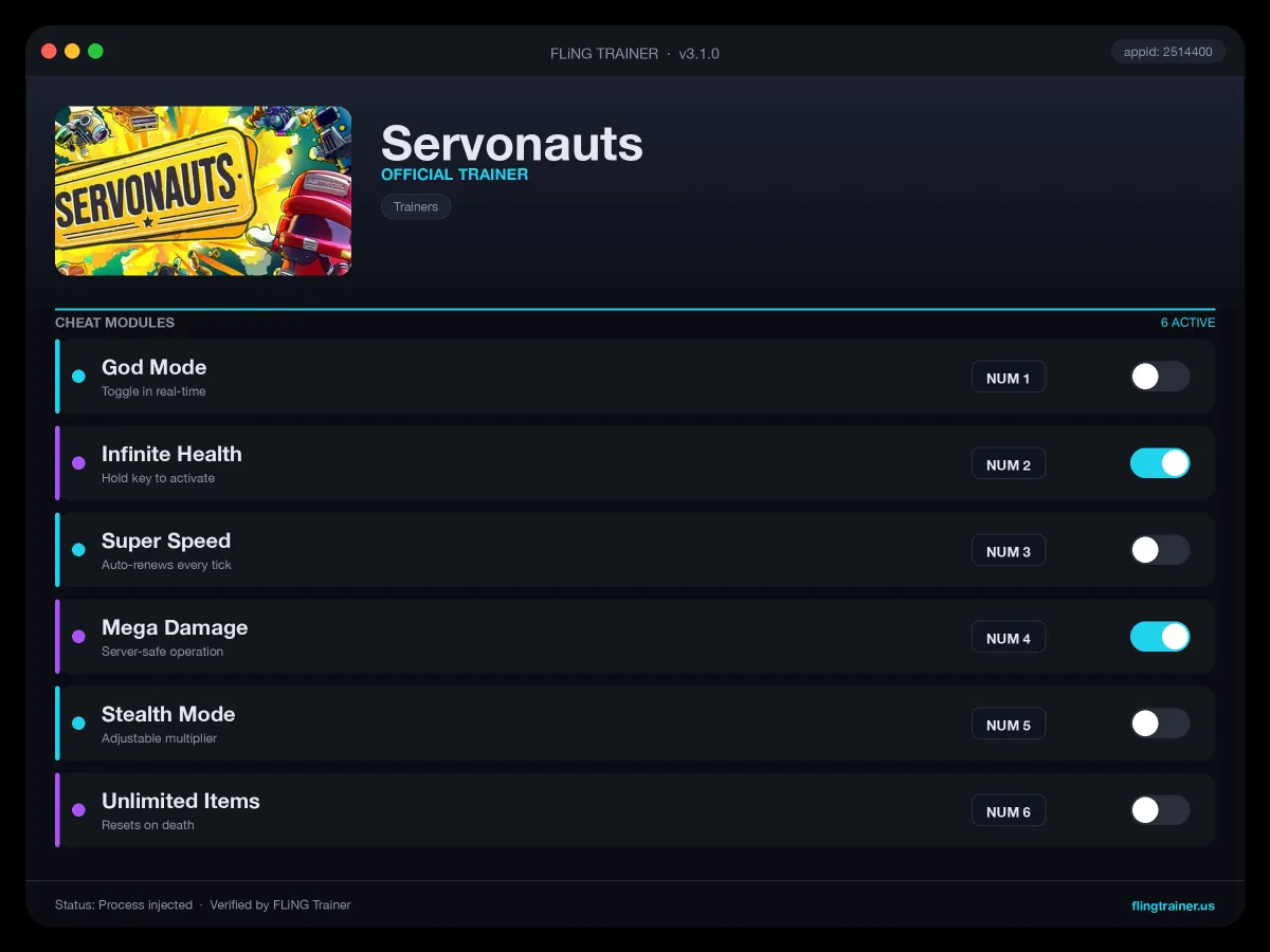 Servonauts Trainer interface