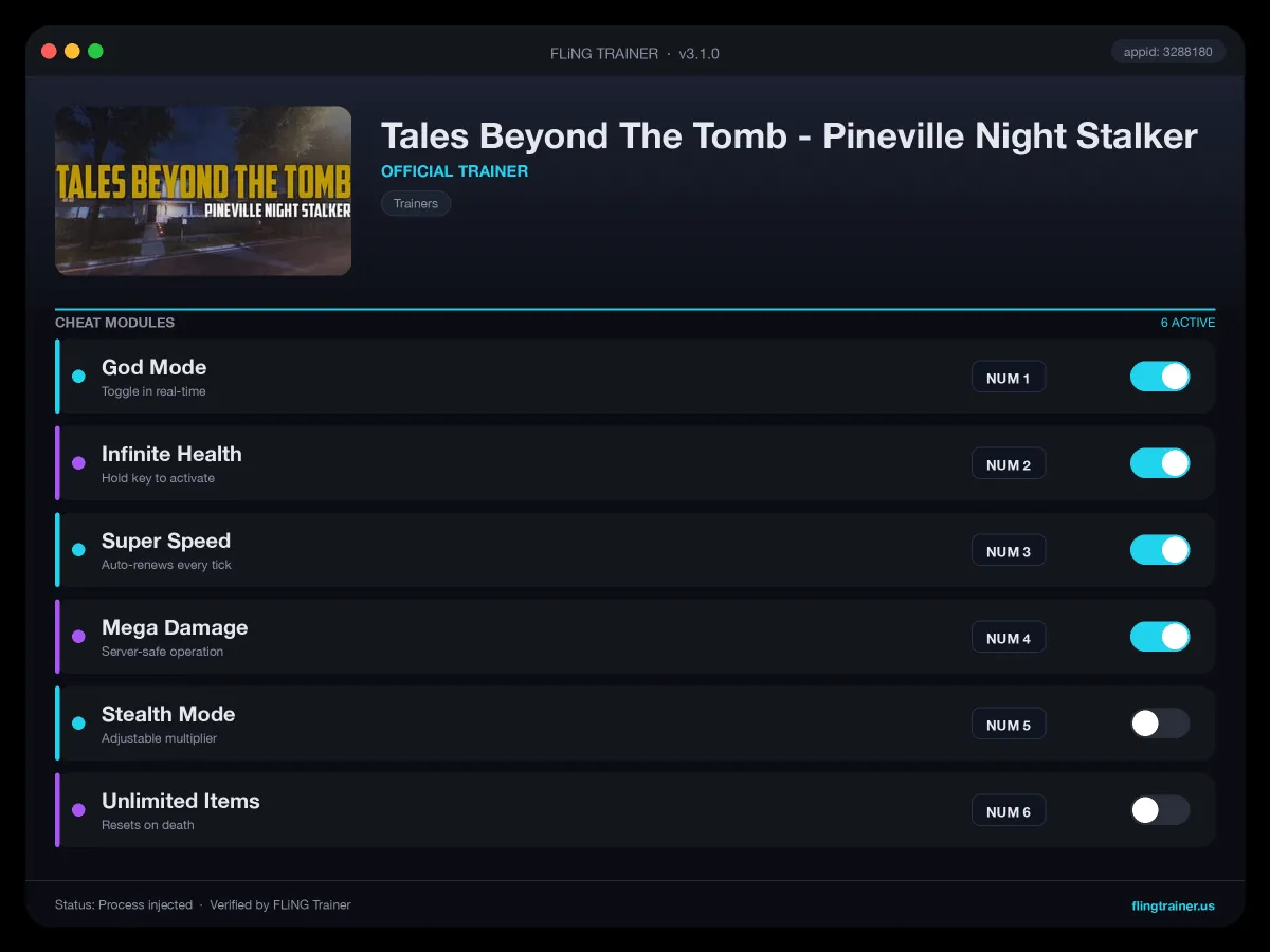 Tales Beyond The Tomb - Pineville Night Stalker Trainer interface